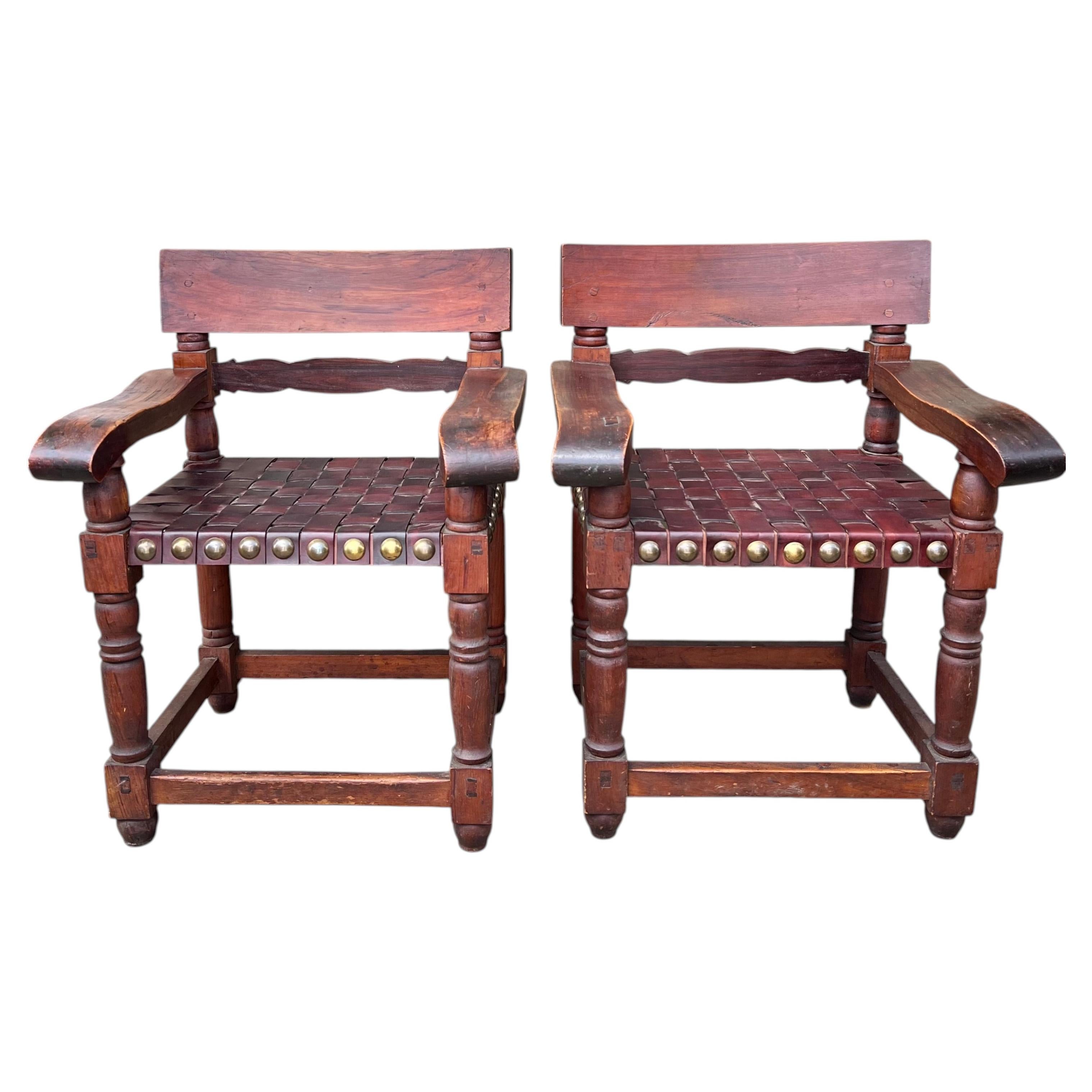 Brutalist Side Chairs by William Spratling, Antique Mexican Design For Sale
