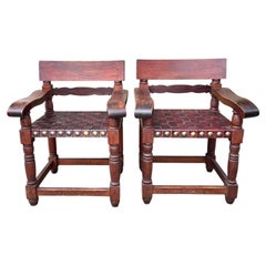 Brutalist Side Chairs by William Spratling, Antique Mexican Design