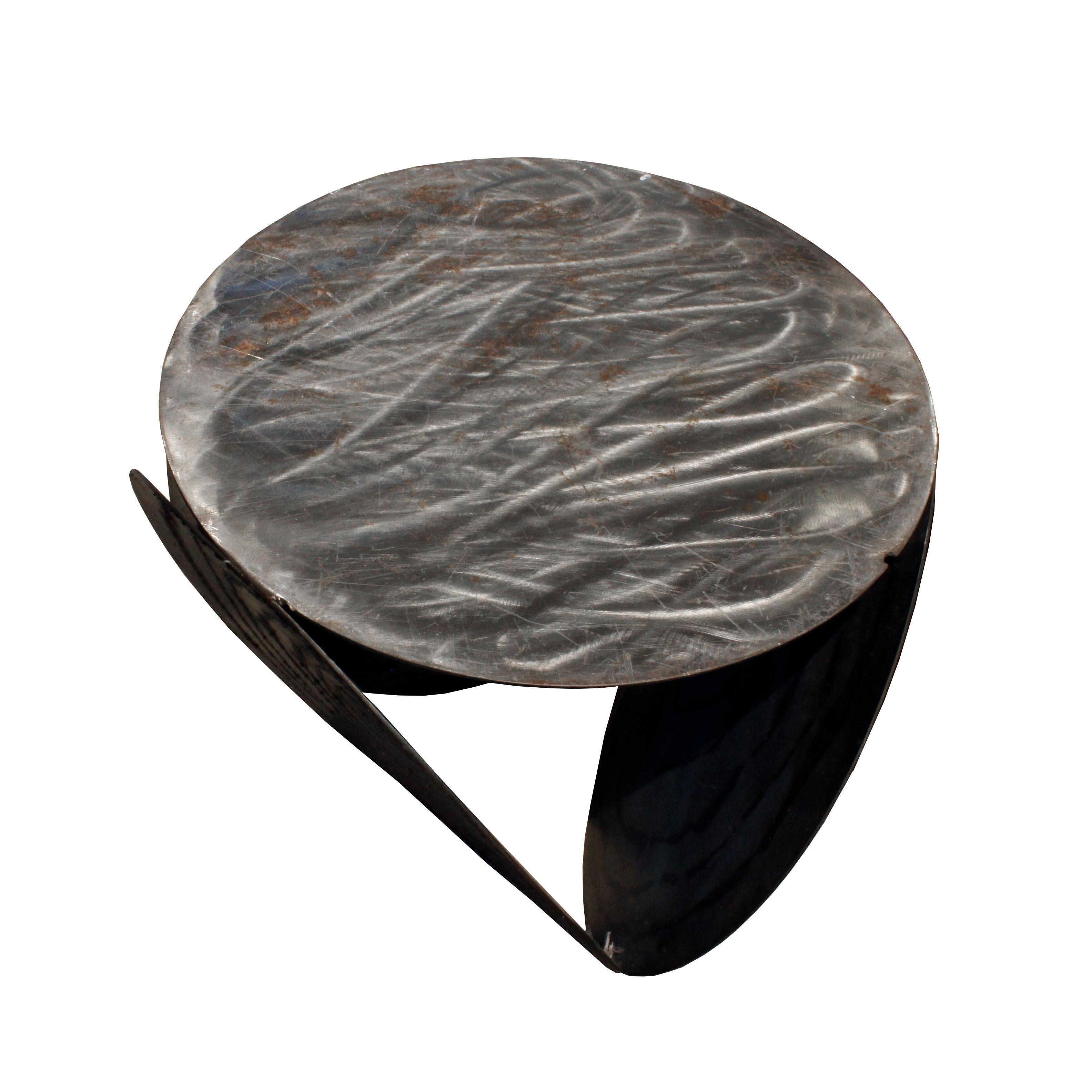 Late 20th Century Brutalist Side Table in Welded Steel with Granite Top, 1970s