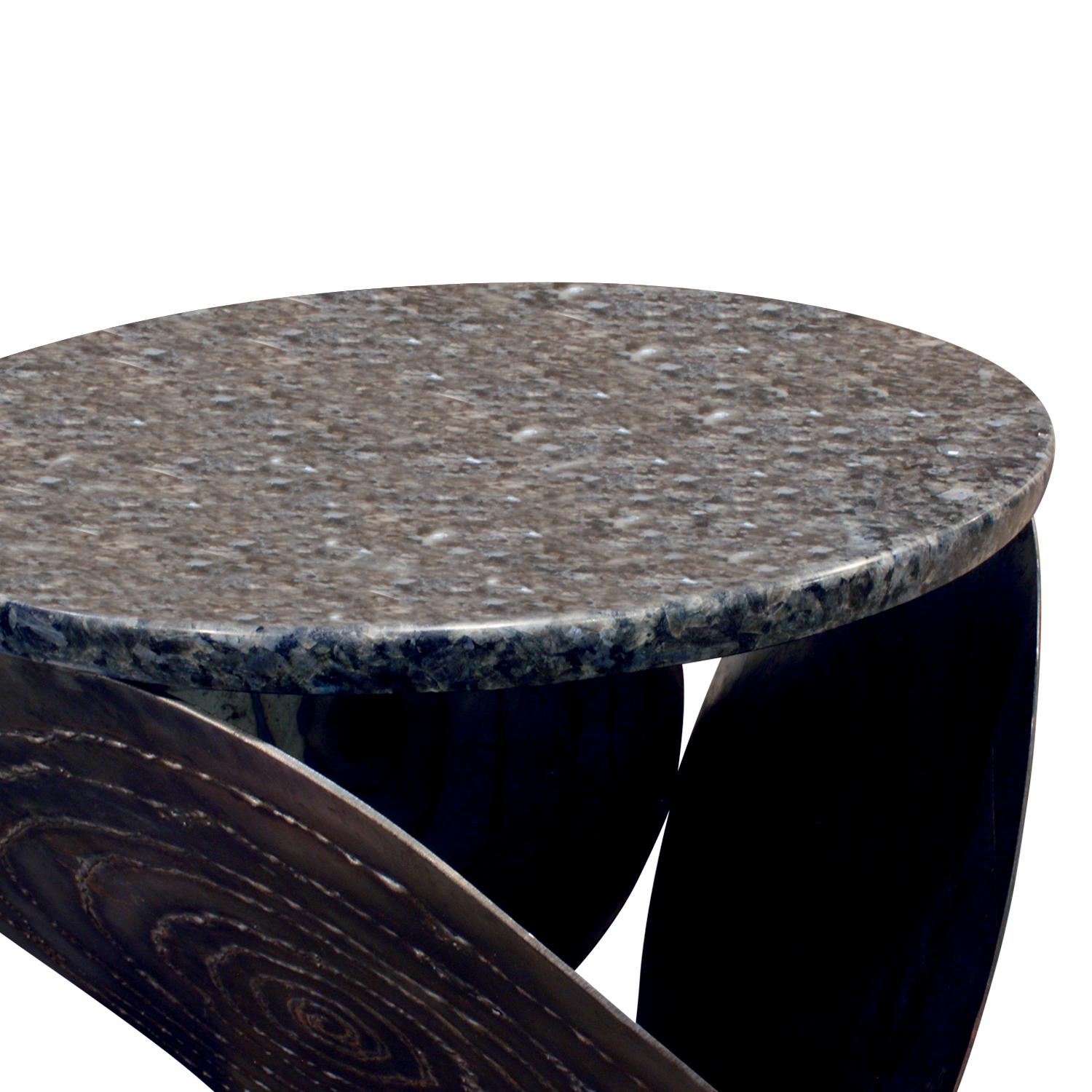 Brutalist Side Table in Welded Steel with Granite Top, 1970s 1