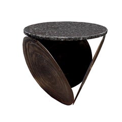 Brutalist Side Table in Welded Steel with Granite Top, 1970s Brutalist Side Table in Welded Steel with Granite Top, 1970s