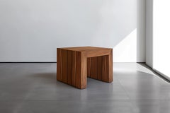 Brutalist Side Table or Night Stand in Old Wood Finish, Auxiliary Table Elefante