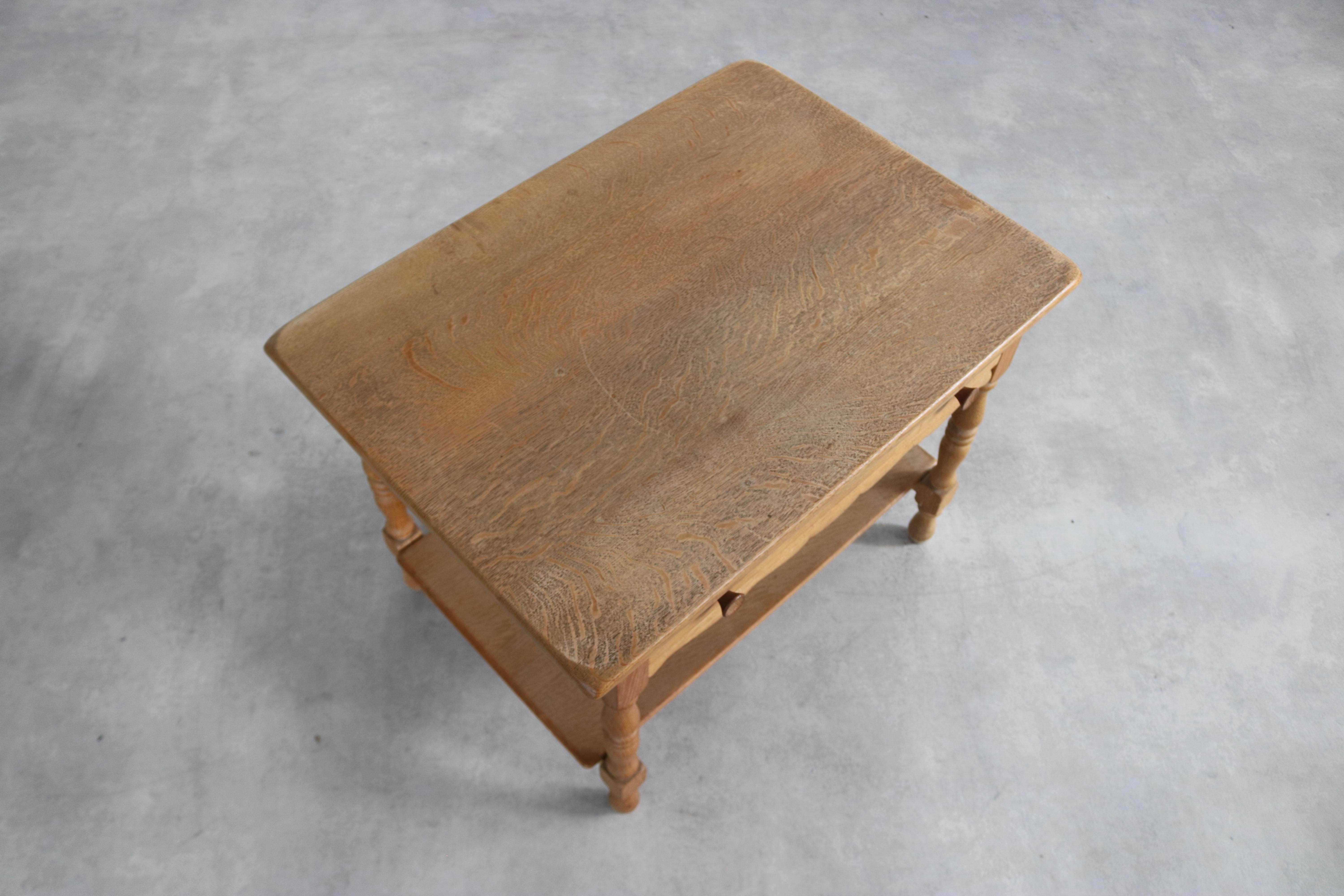 Oak Brutalist side table with drawer 1960s  Danish For Sale