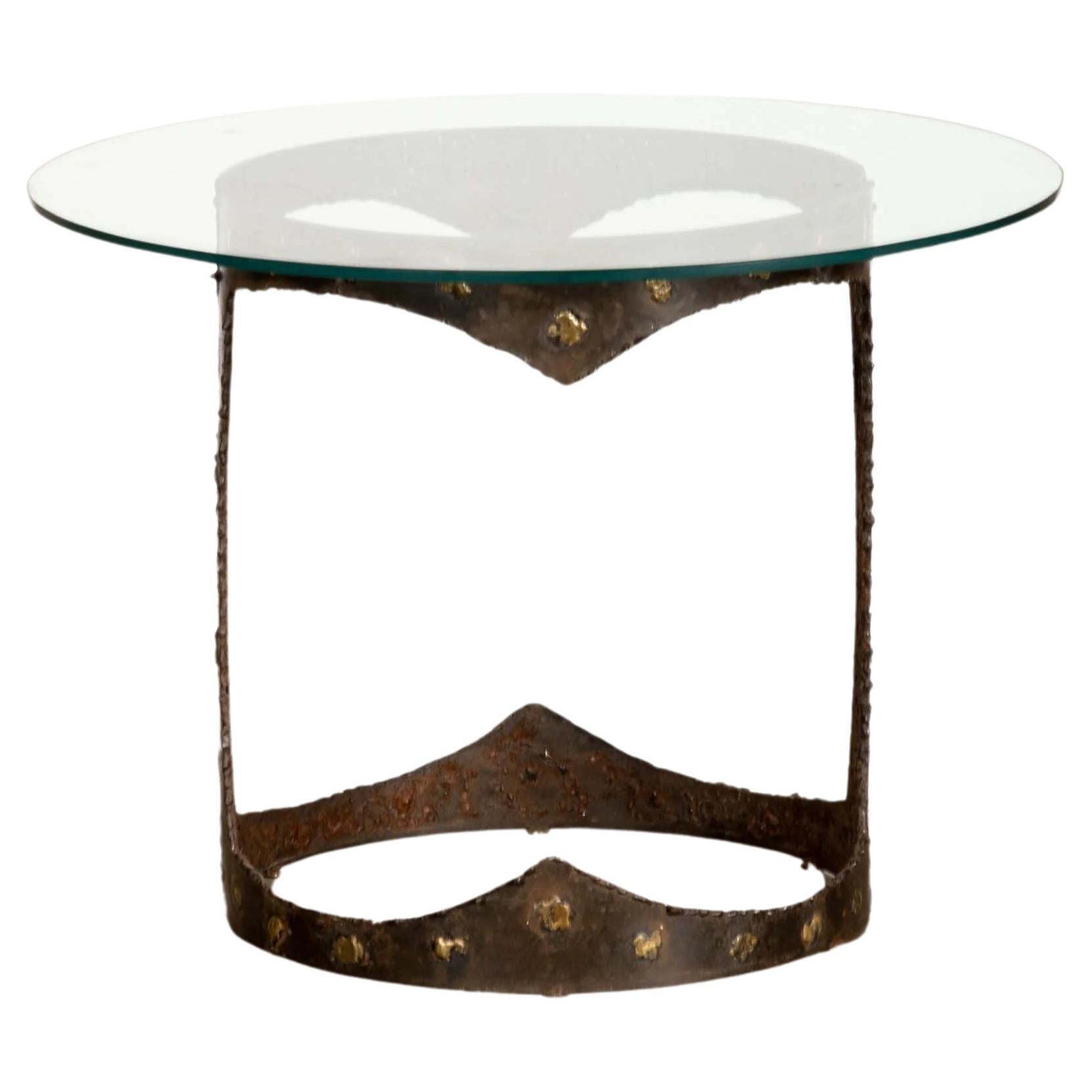 Brutalist Side Table with Glass Top