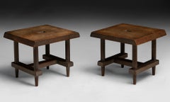 Brutalist Side Tables, France circa 1950