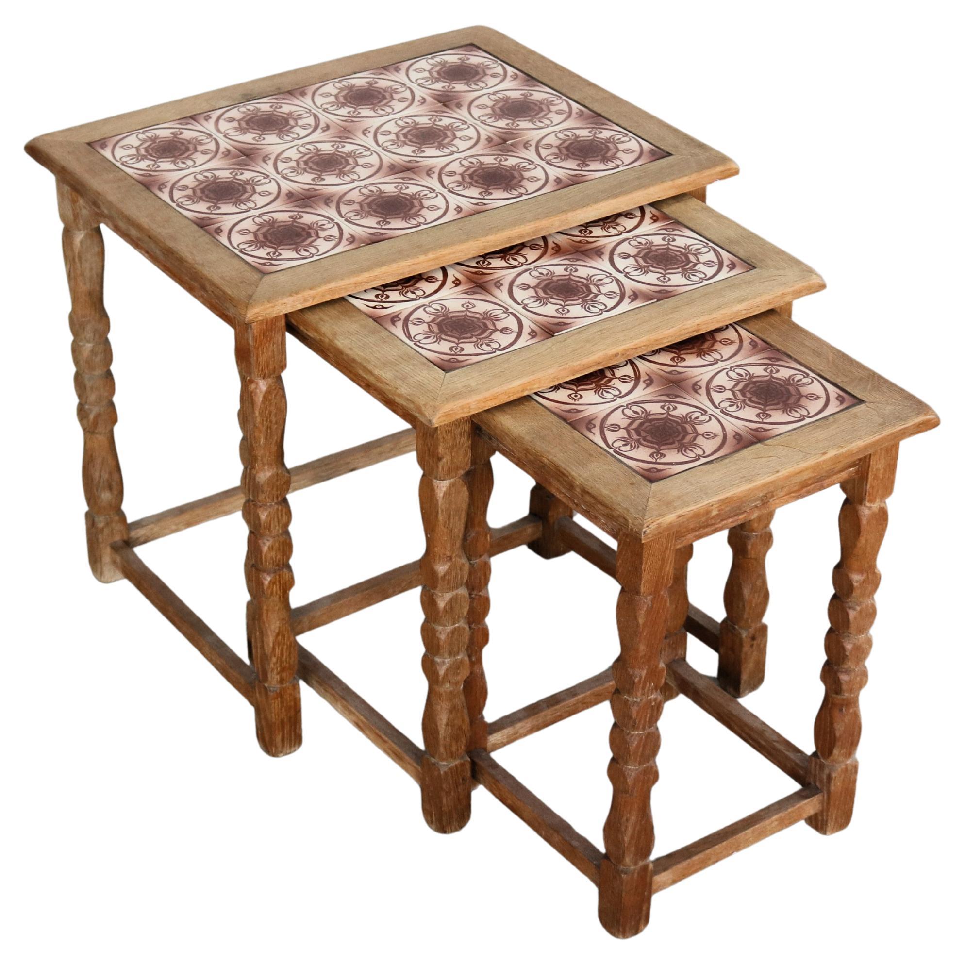 Brutalist side tables  nesting tables  1960s  Danish