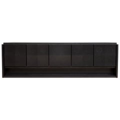 Brutalist Sideboard by De Coene Frères in Black Stained Oak, Belgium, 1970s