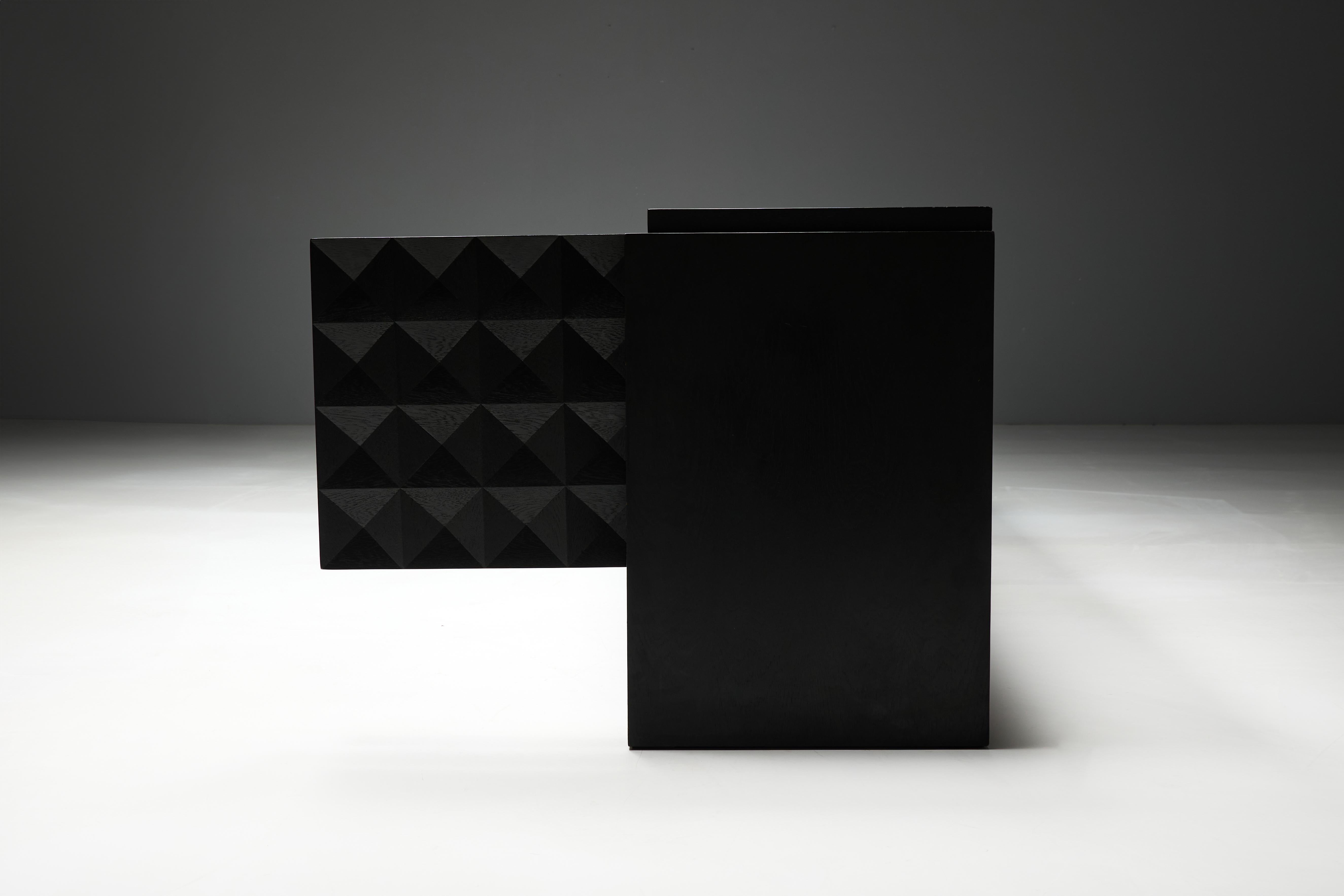 Brutalist Sideboard by De Coene in Stained Oak, Belgium, 1970s For Sale 7