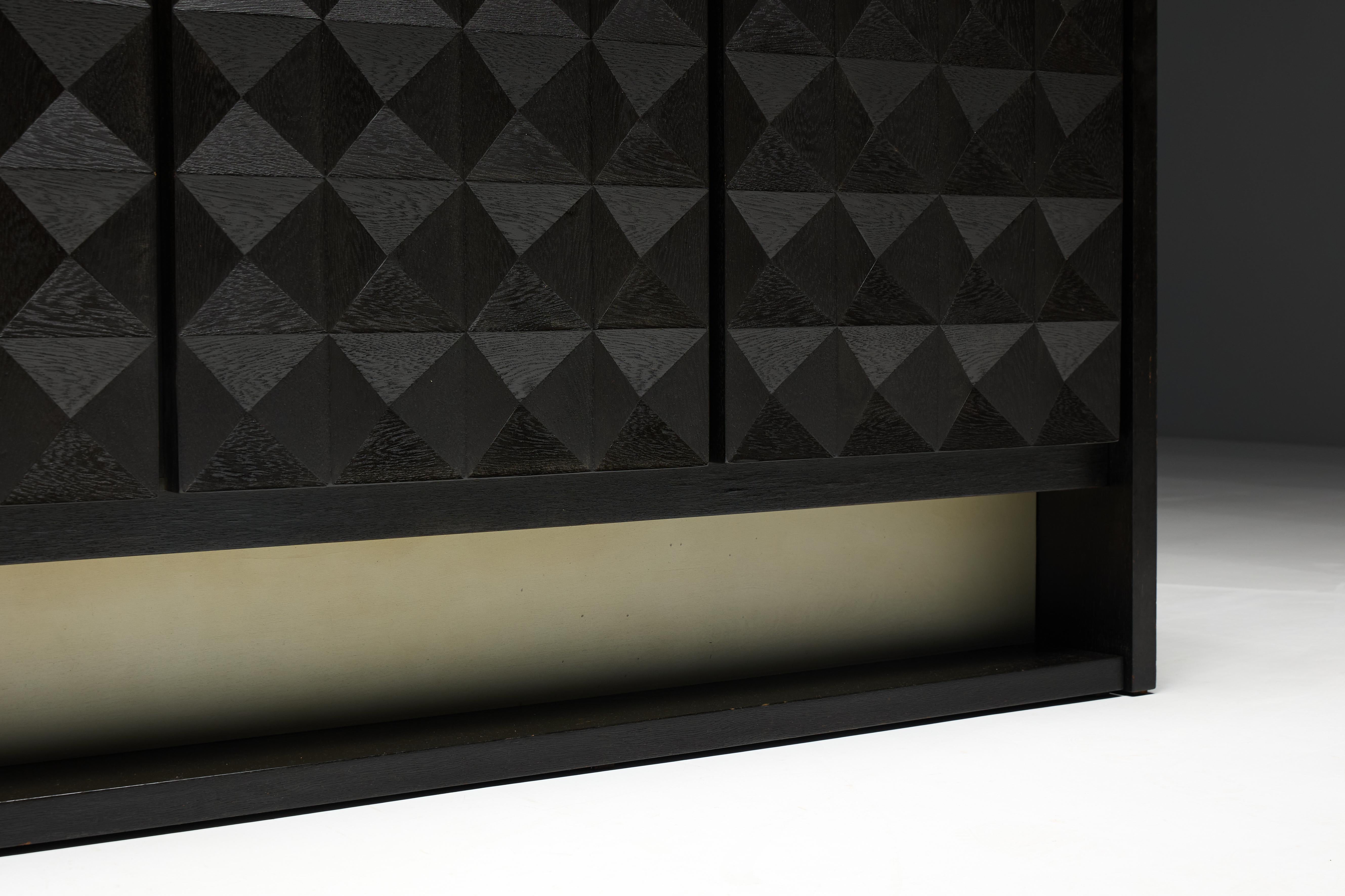 Brutalist Sideboard by De Coene in Stained Oak, Belgium, 1970s For Sale 10