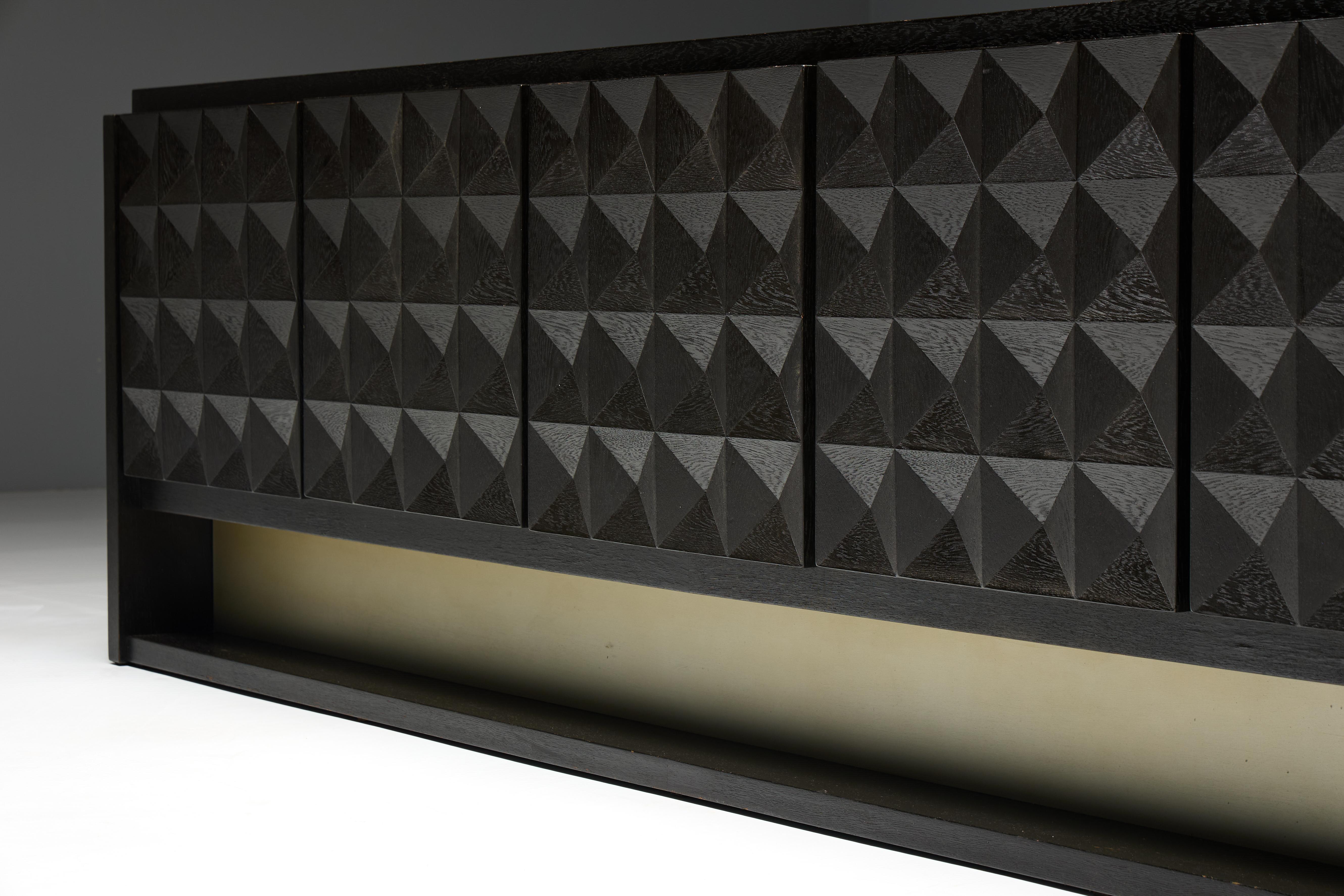 Brutalist Sideboard by De Coene in Stained Oak, Belgium, 1970s For Sale 13