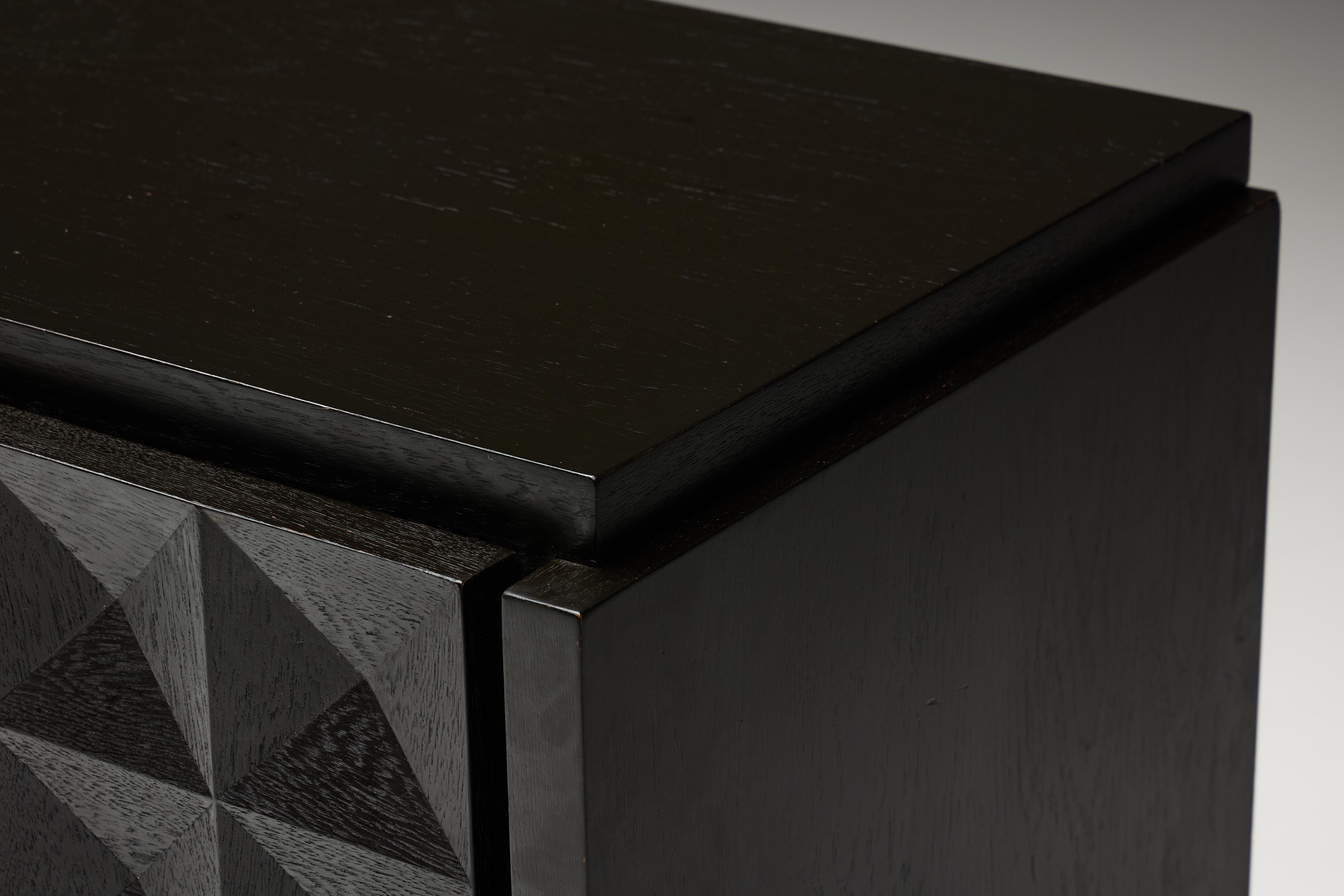Brutalist Sideboard by De Coene in Stained Oak, Belgium, 1970s For Sale 14