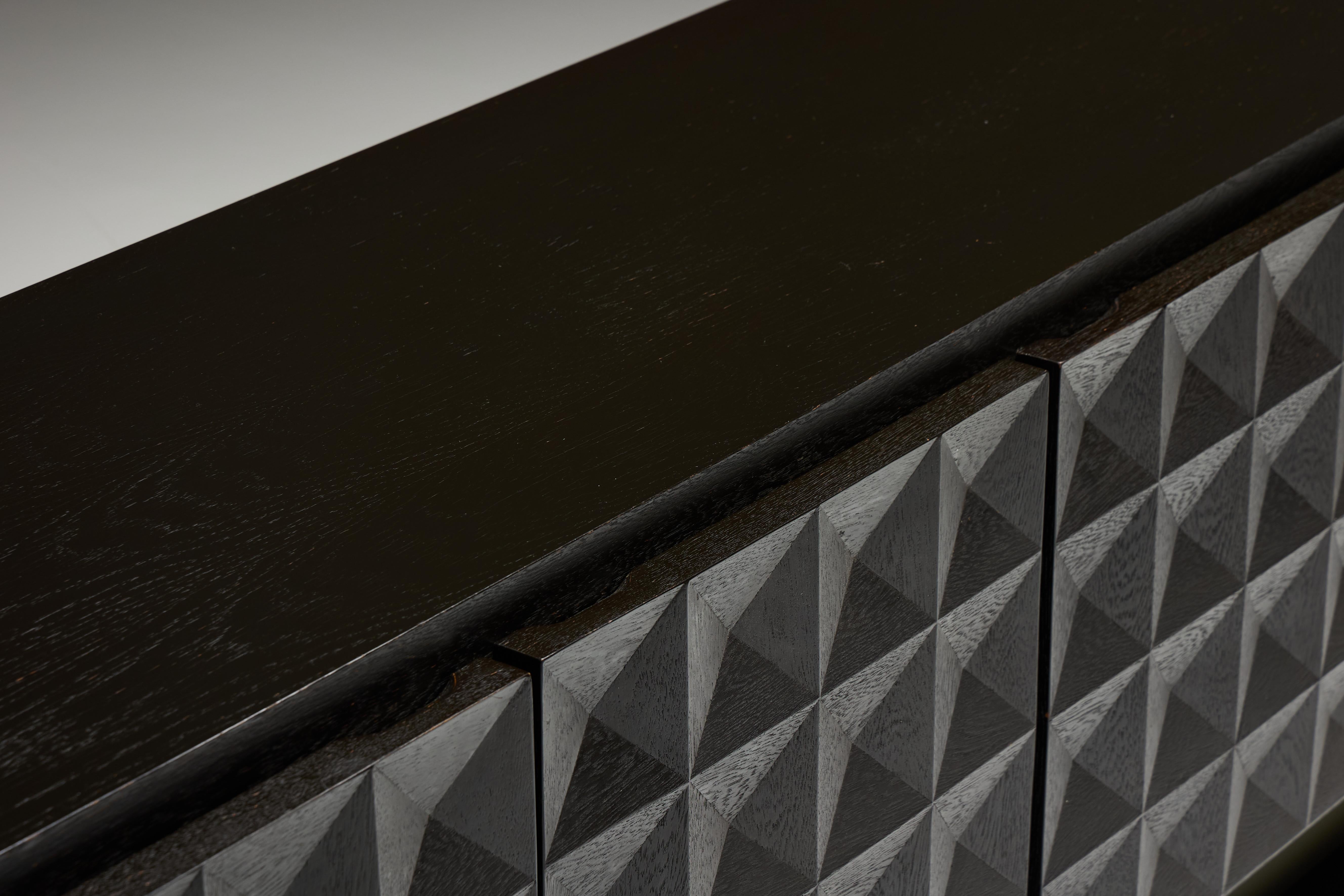 Brutalist Sideboard by De Coene in Stained Oak, Belgium, 1970s For Sale 2