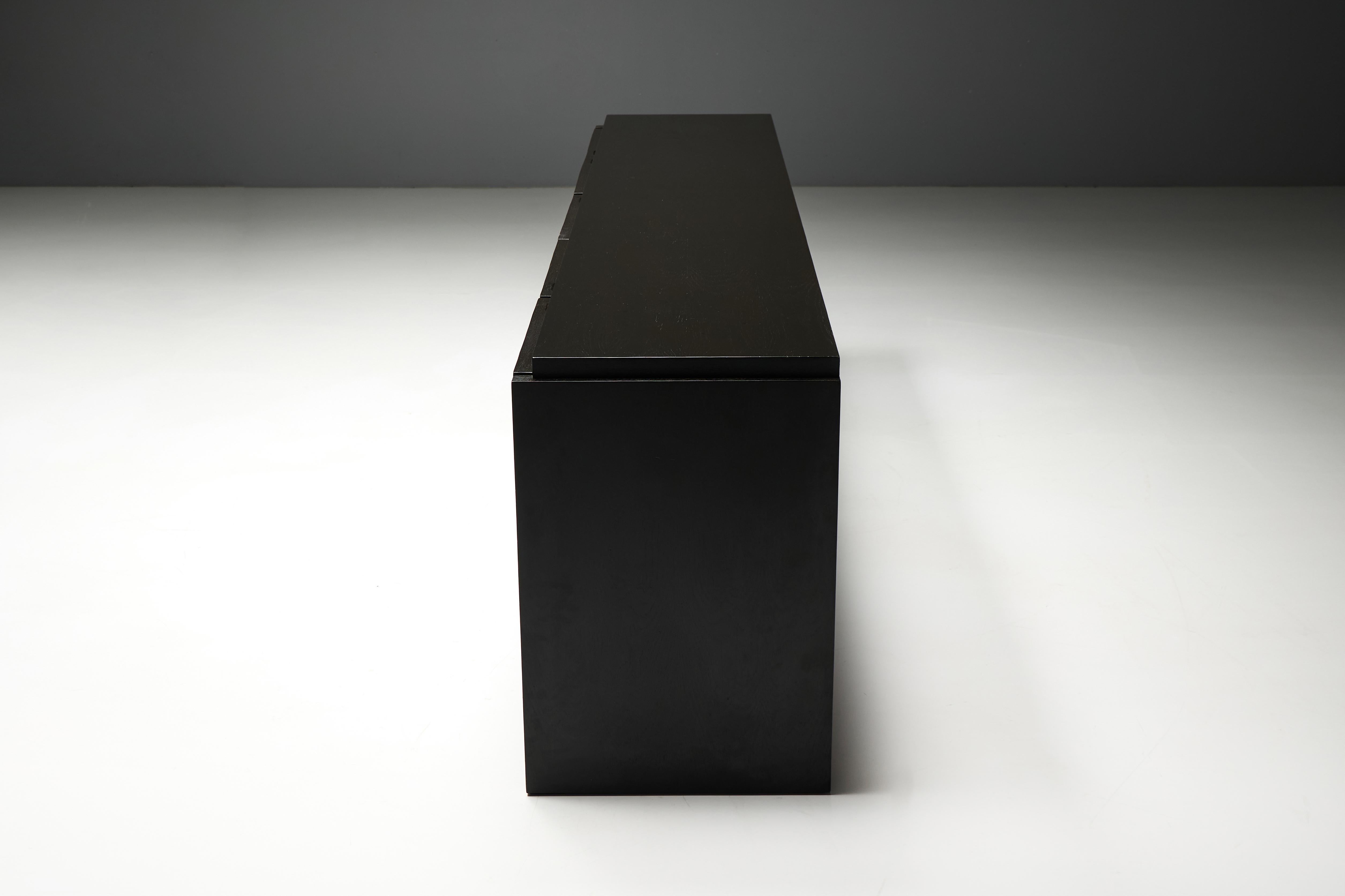 Brutalist Sideboard by De Coene in Stained Oak, Belgium, 1970s For Sale 3