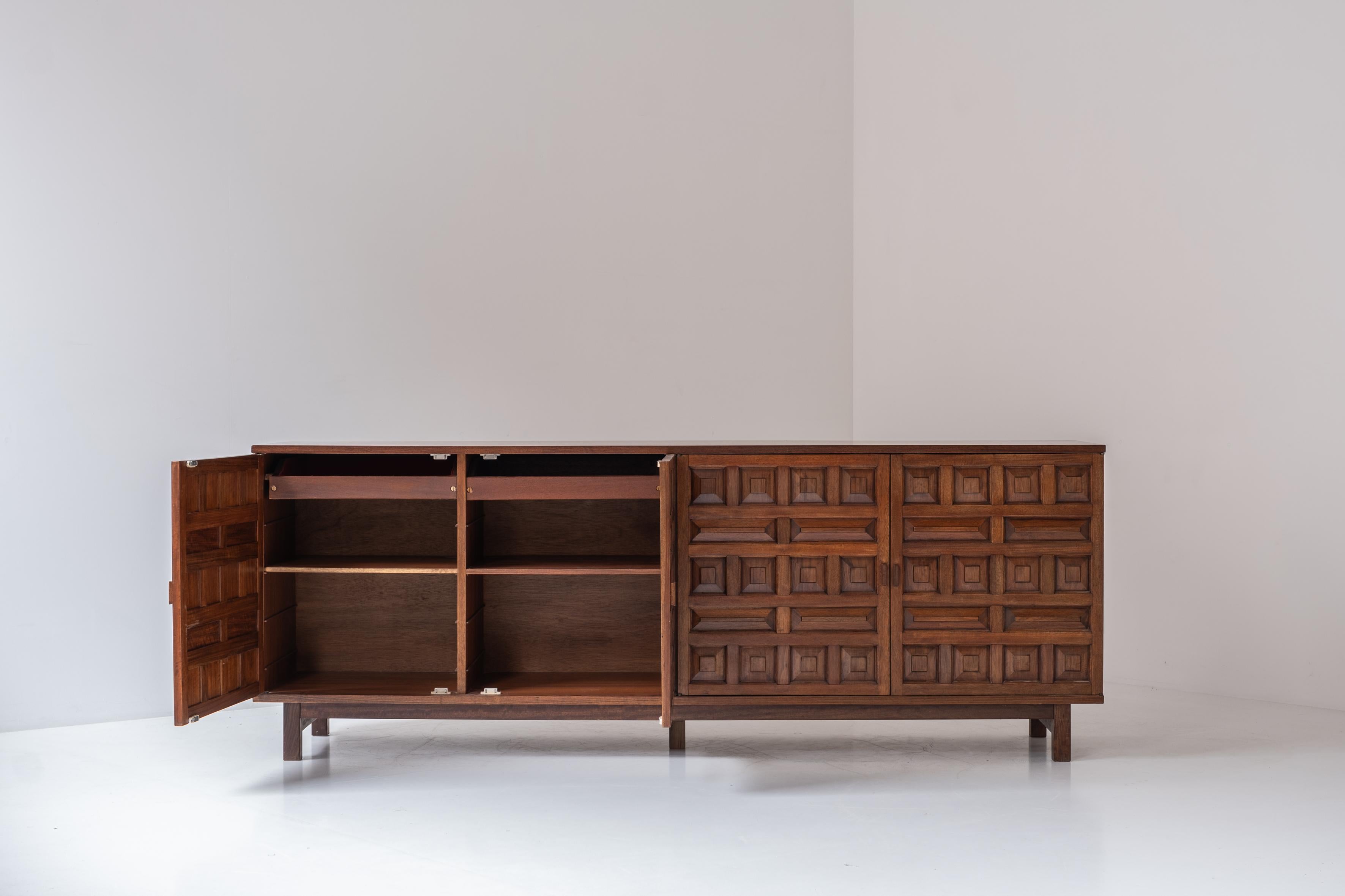 Mid-Century Modern Brutalist sideboard from Spain, designed and manufactured in the 1970s.