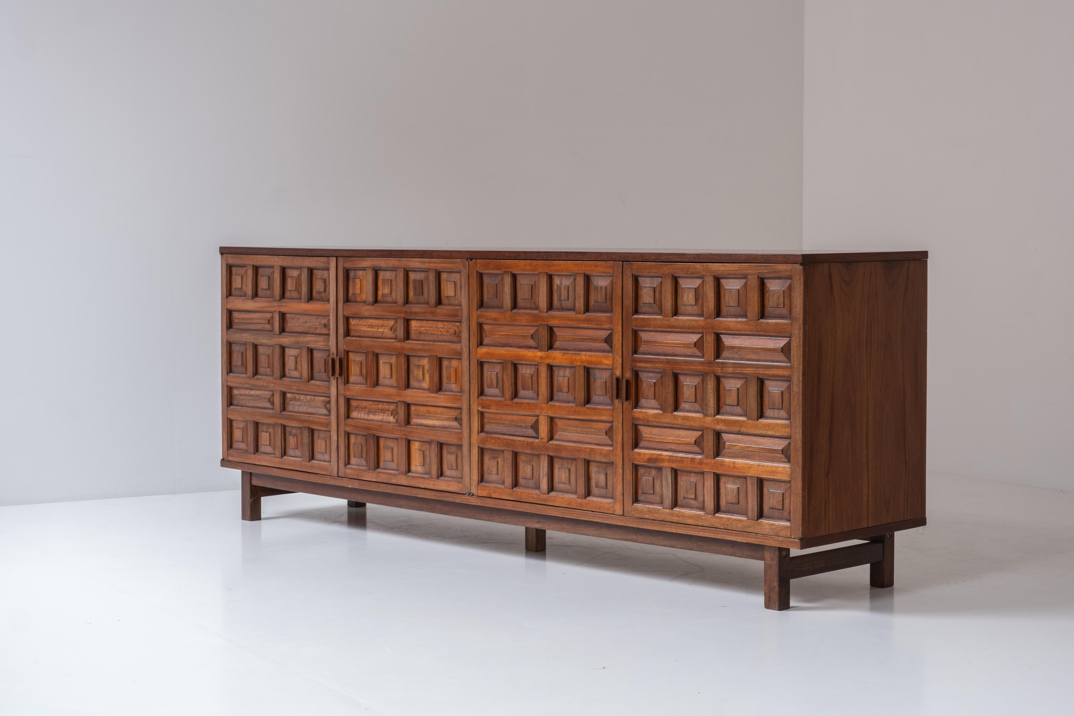 Brutalist sideboard from Spain, designed and manufactured in the 1970s. 1