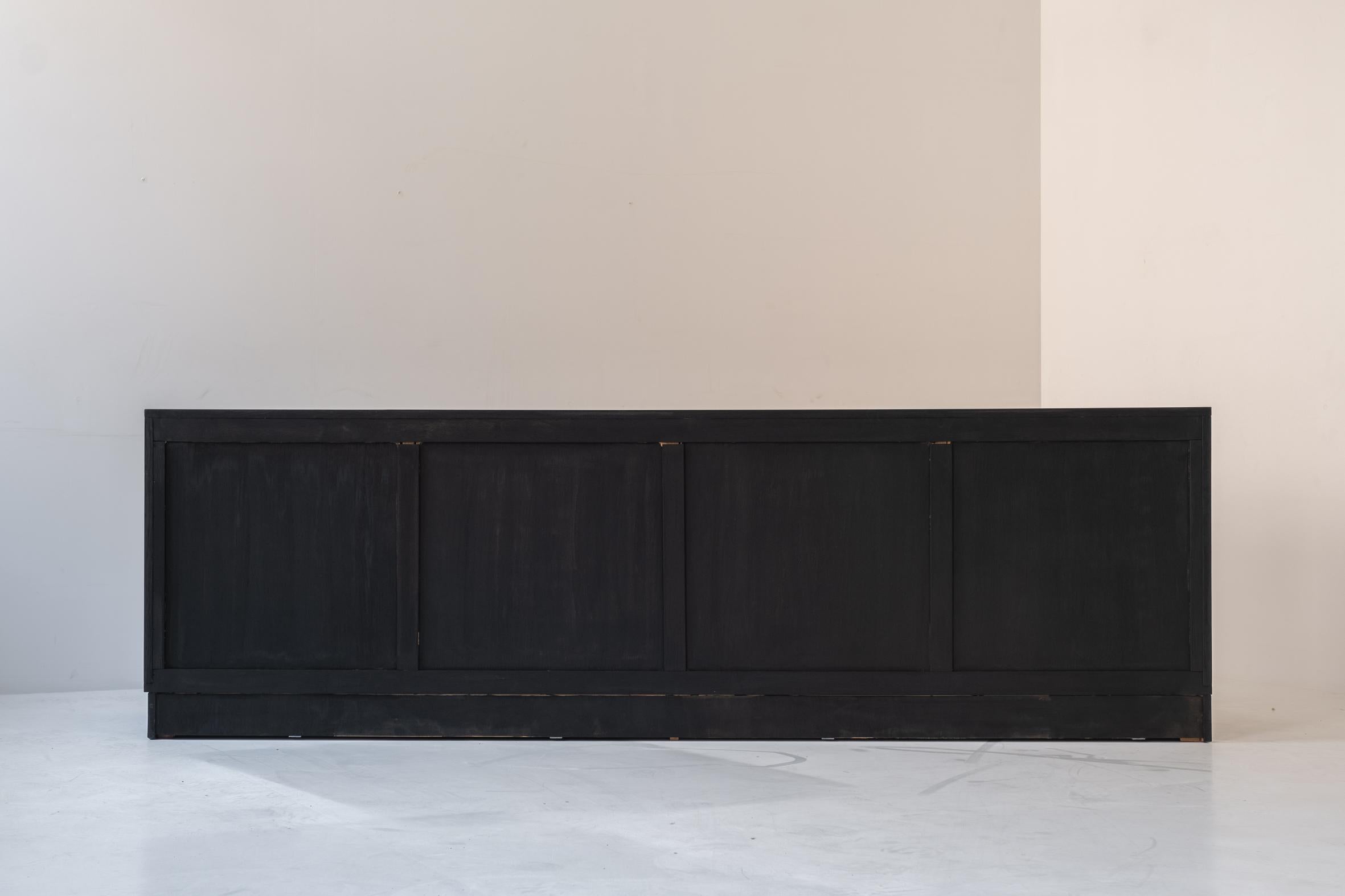 Brutalist sideboard in black stained oak by J. Batenburg For MI, Belgium 1969 7