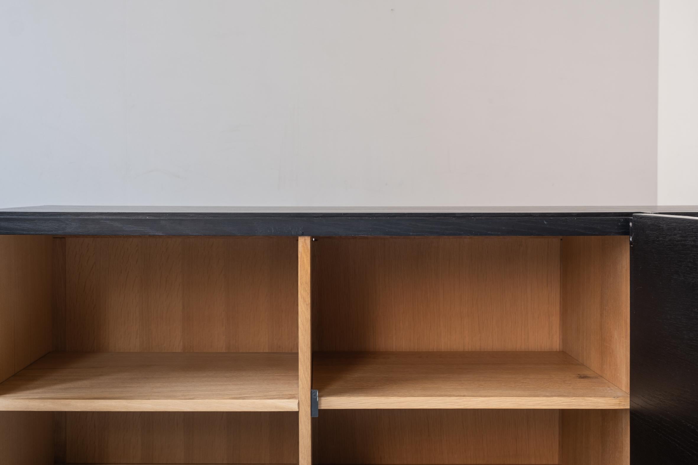 Brutalist sideboard in black stained oak by J. Batenburg For MI, Belgium 1969 10