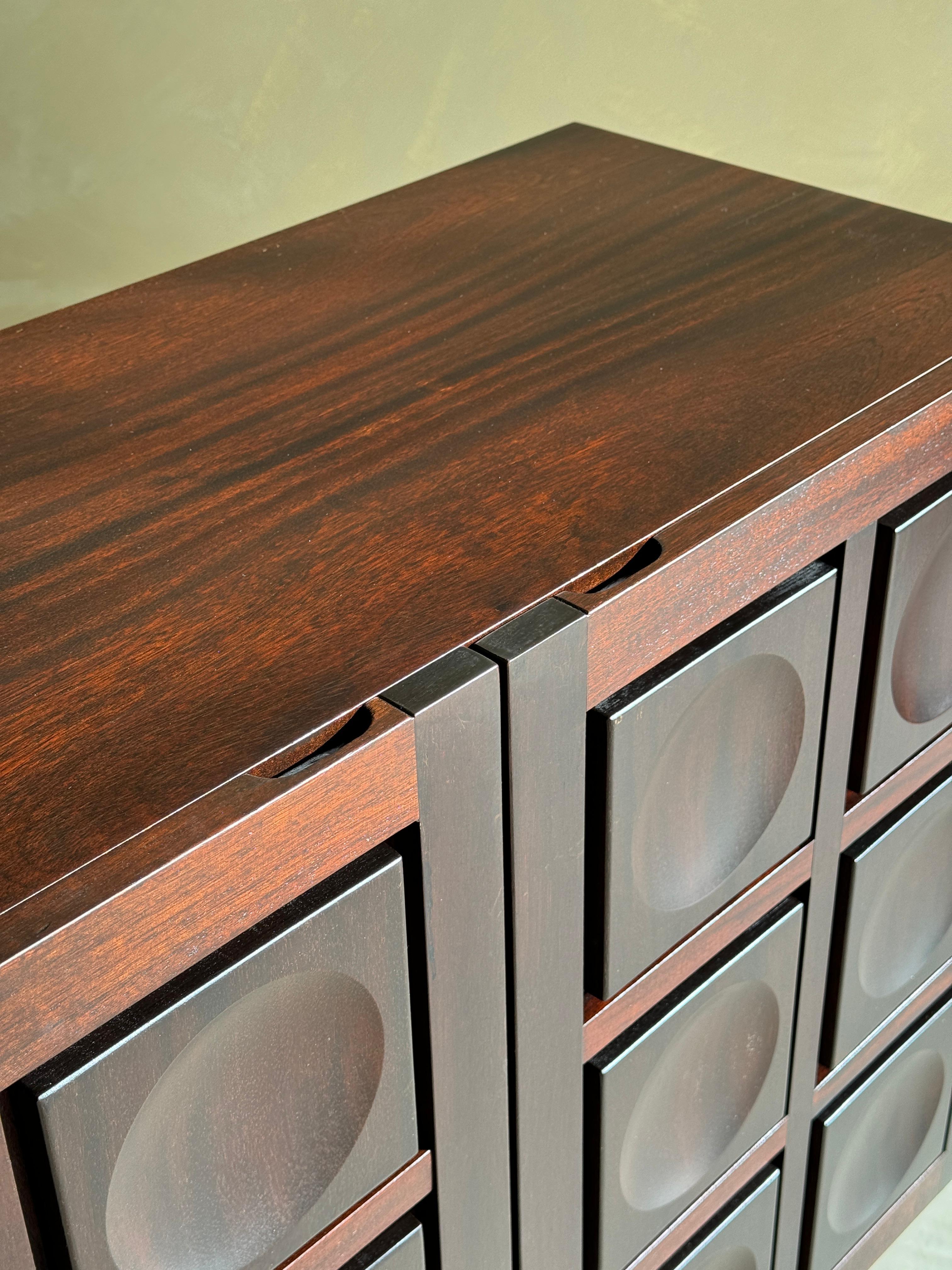 Brutalist Sideboard in Burgundy Stained Oak For Sale 11