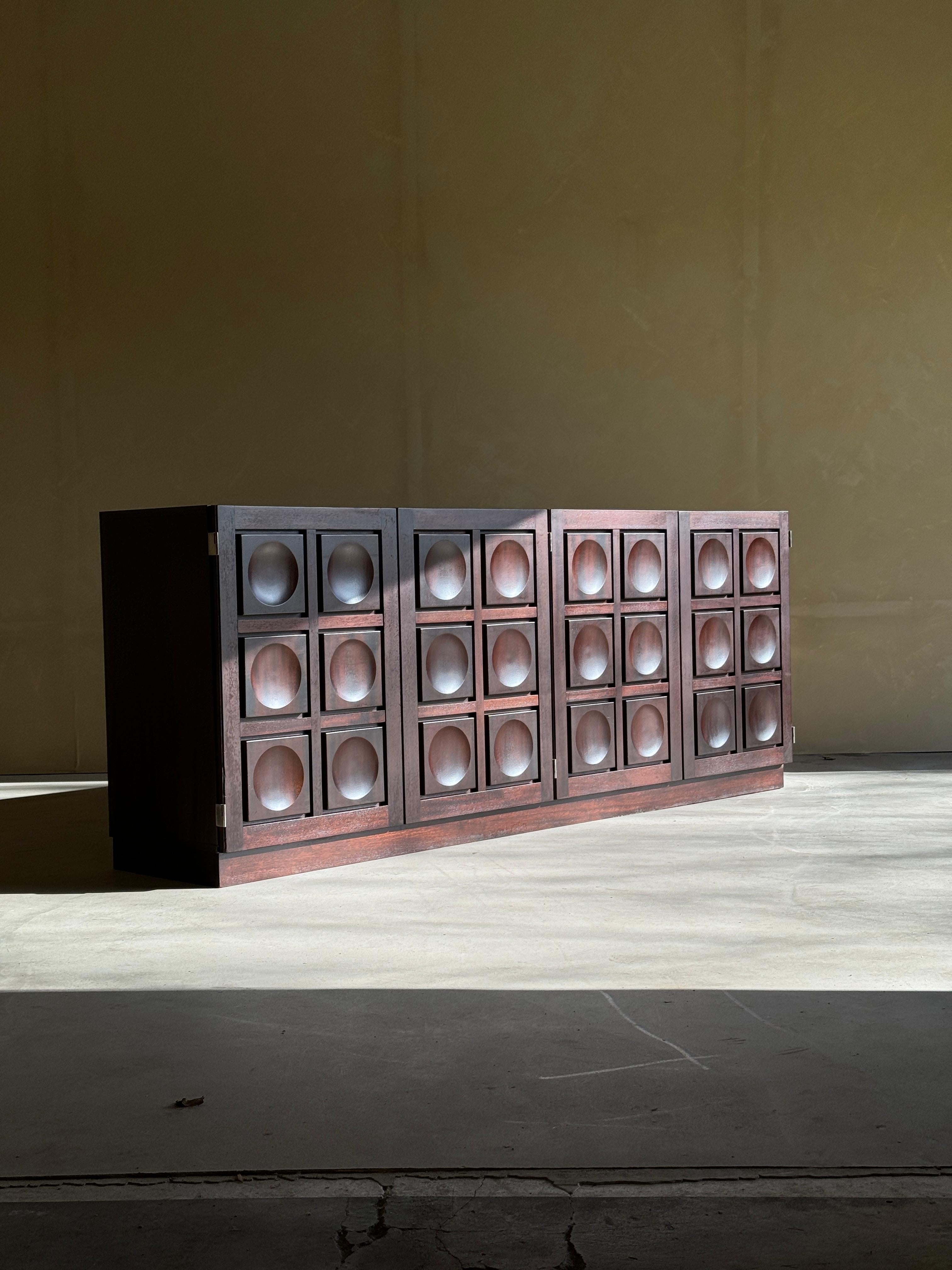 Brutalist Sideboard in Burgundy Stained Oak For Sale 1