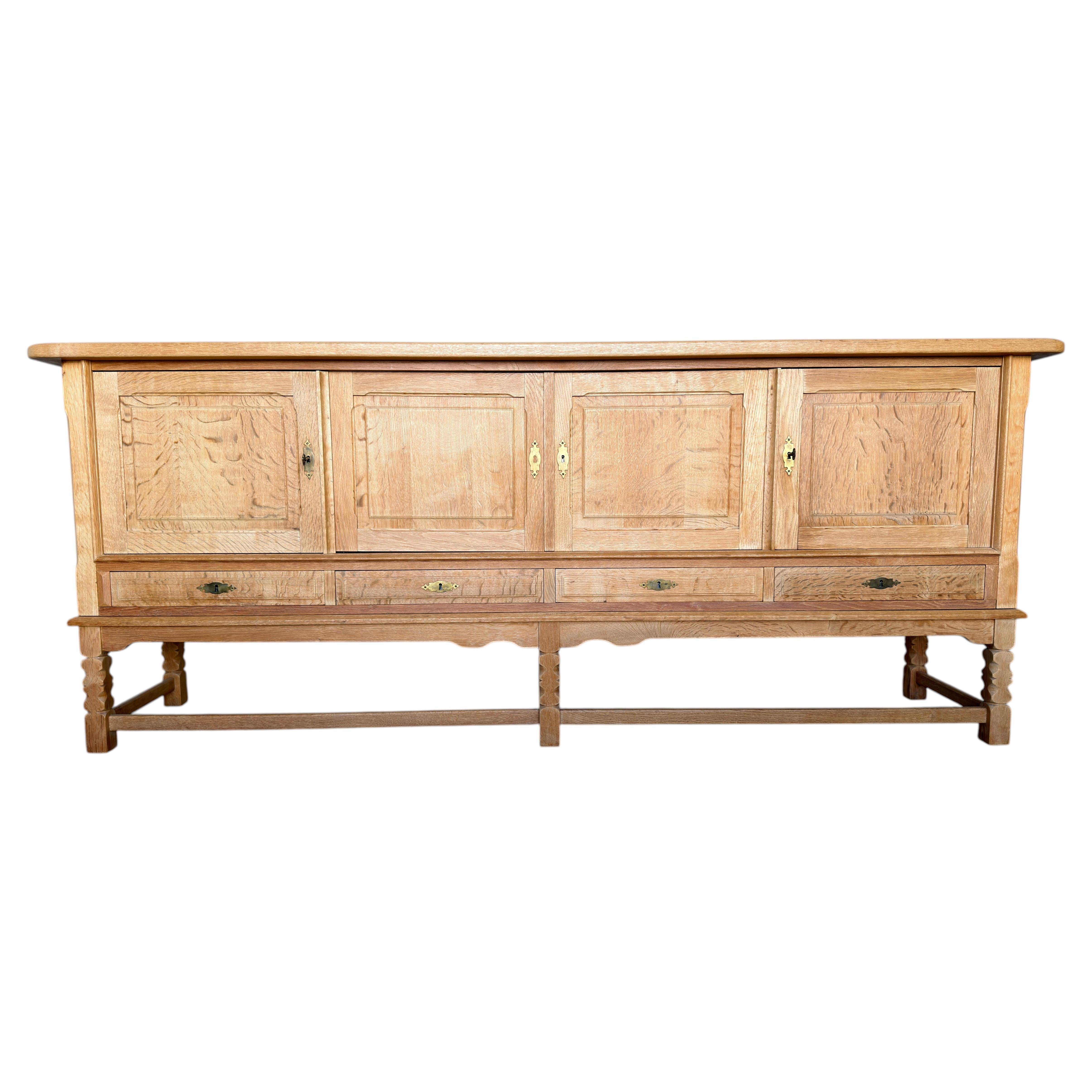 Brutalist Sideboard in Oak, Danish Mid Century, Henning Kjærnulf, 1960s