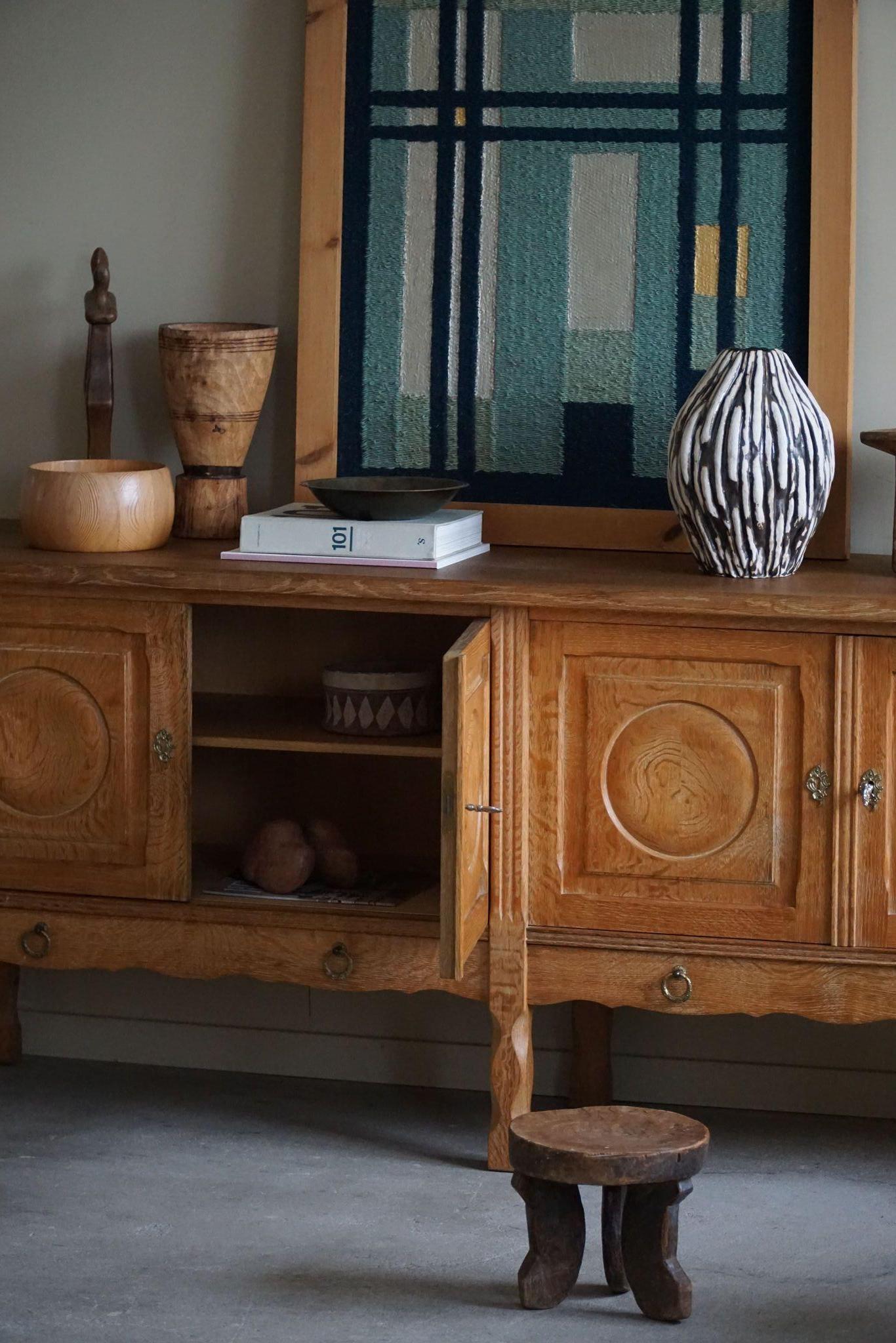 Brutalist Sideboard in Oak, Mid Century, Made by a Danish Cabinetmaker, 1960s 5