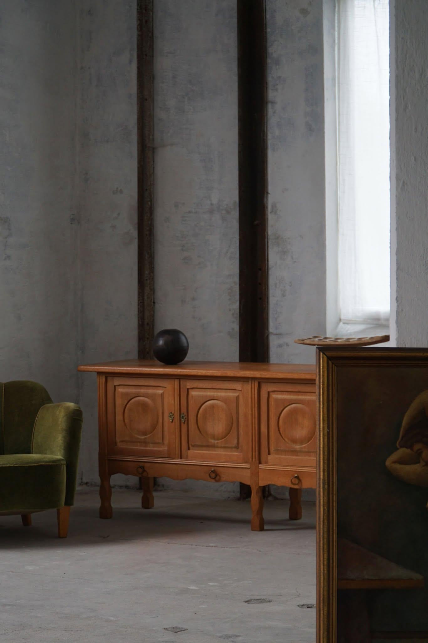 Brutalist Sideboard in Oak, Mid Century, Made by a Danish Cabinetmaker, 1960s For Sale 6