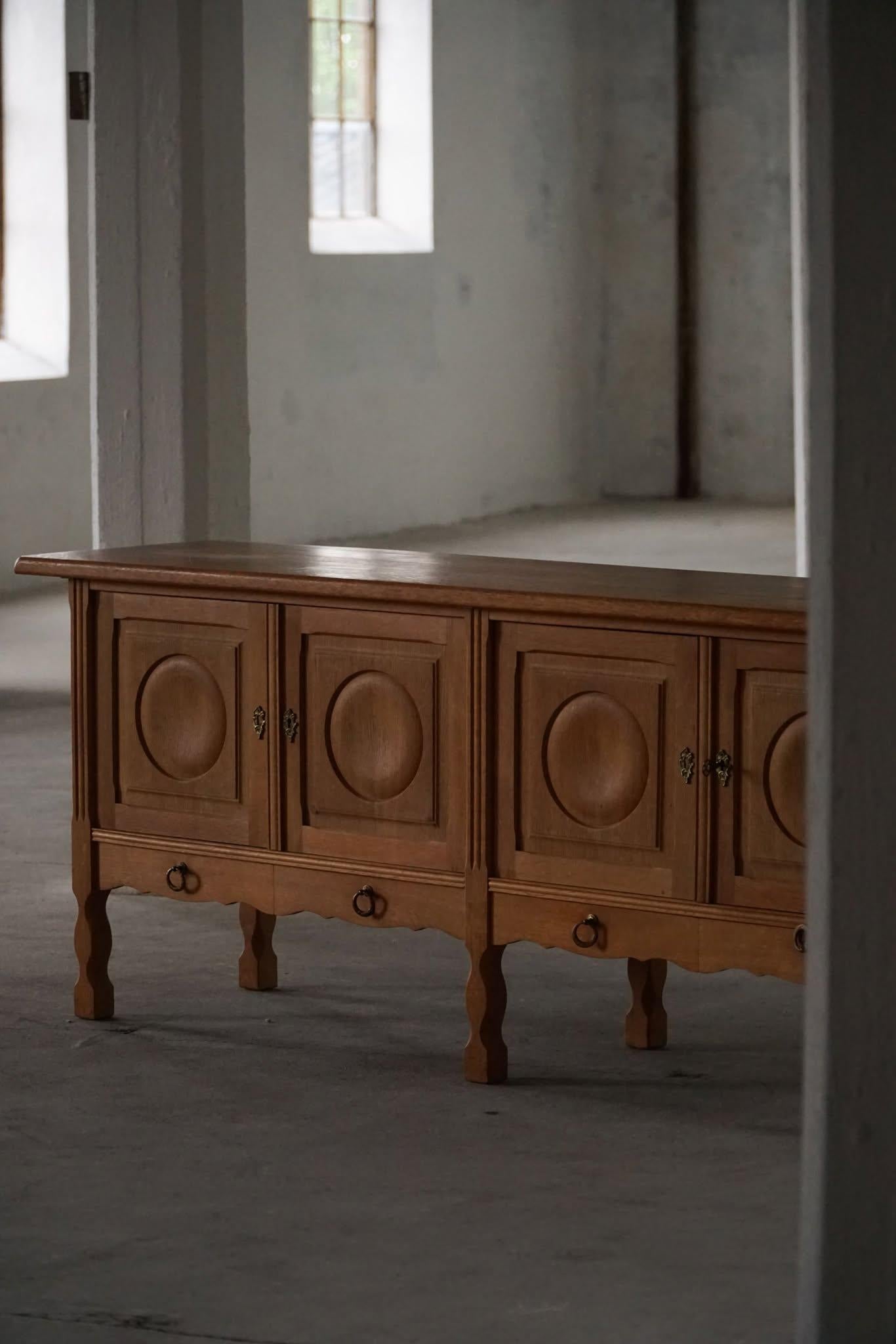 Brutalist Sideboard in Oak, Mid Century, Made by a Danish Cabinetmaker, 1960s For Sale 8