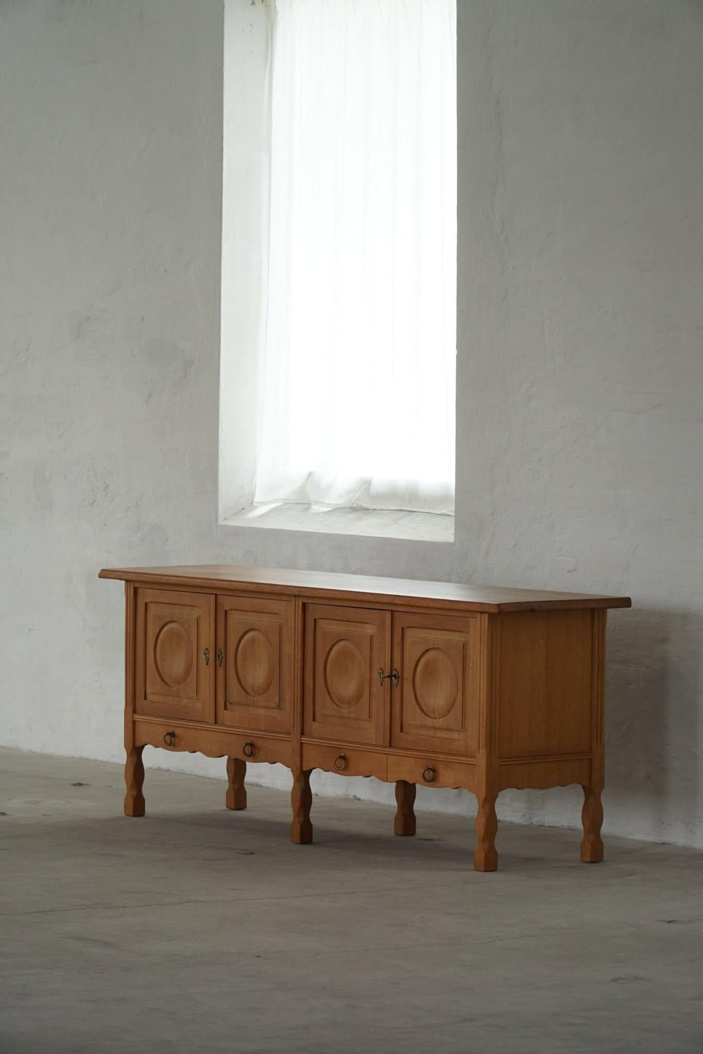 Brutalist Sideboard in Oak, Mid Century, Made by a Danish Cabinetmaker, 1960s For Sale 11