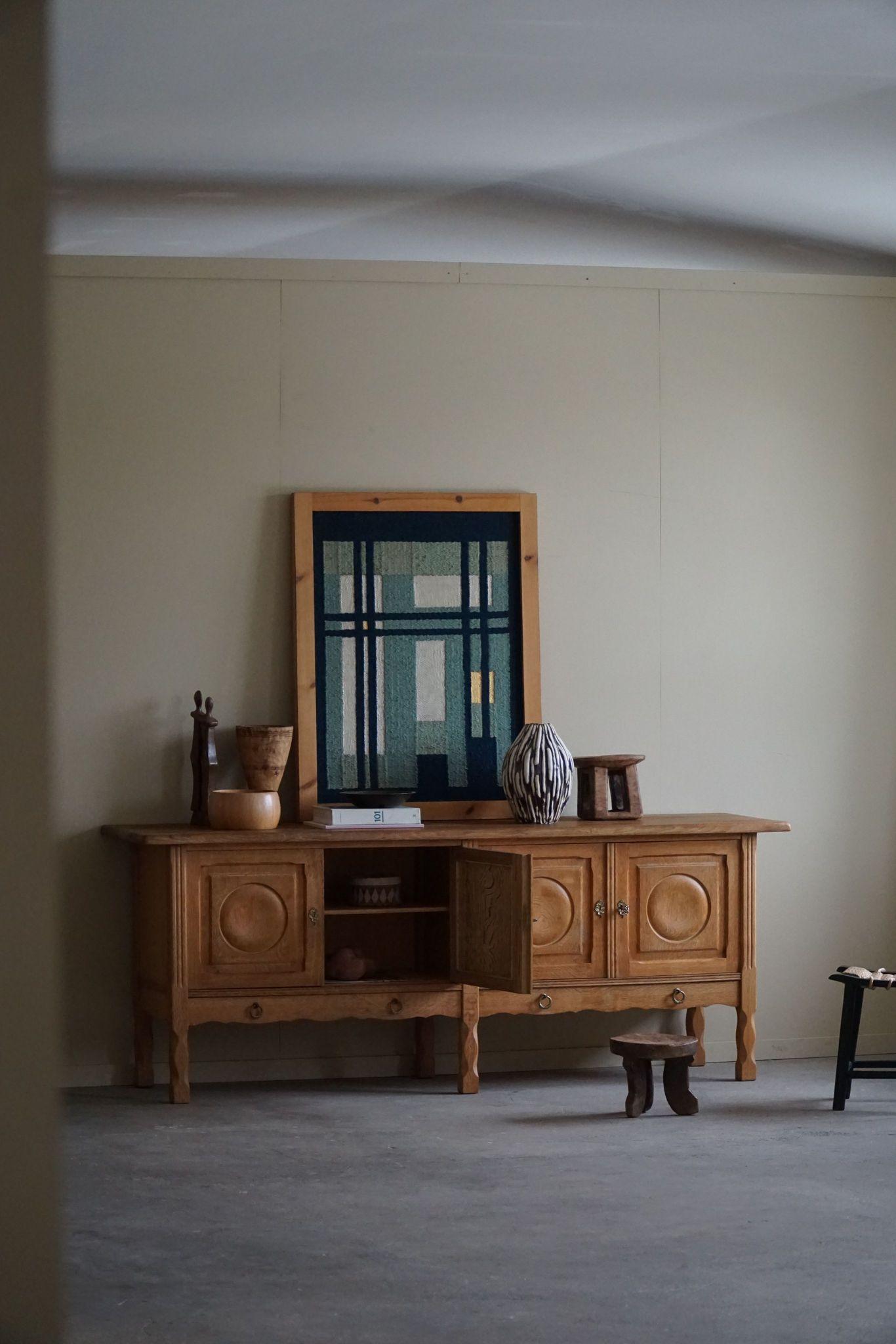Scandinavian Modern Brutalist Sideboard in Oak, Mid Century, Made by a Danish Cabinetmaker, 1960s