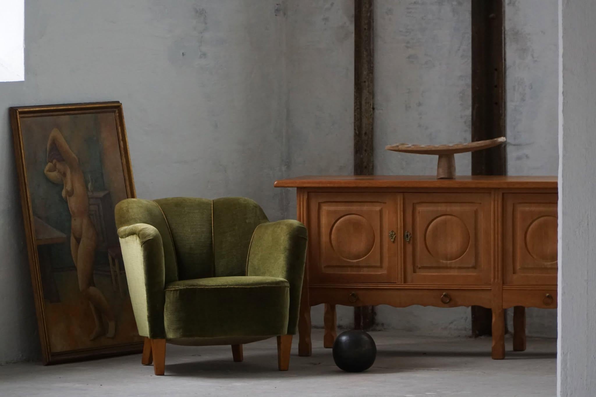 Scandinavian Modern Brutalist Sideboard in Oak, Mid Century, Made by a Danish Cabinetmaker, 1960s For Sale