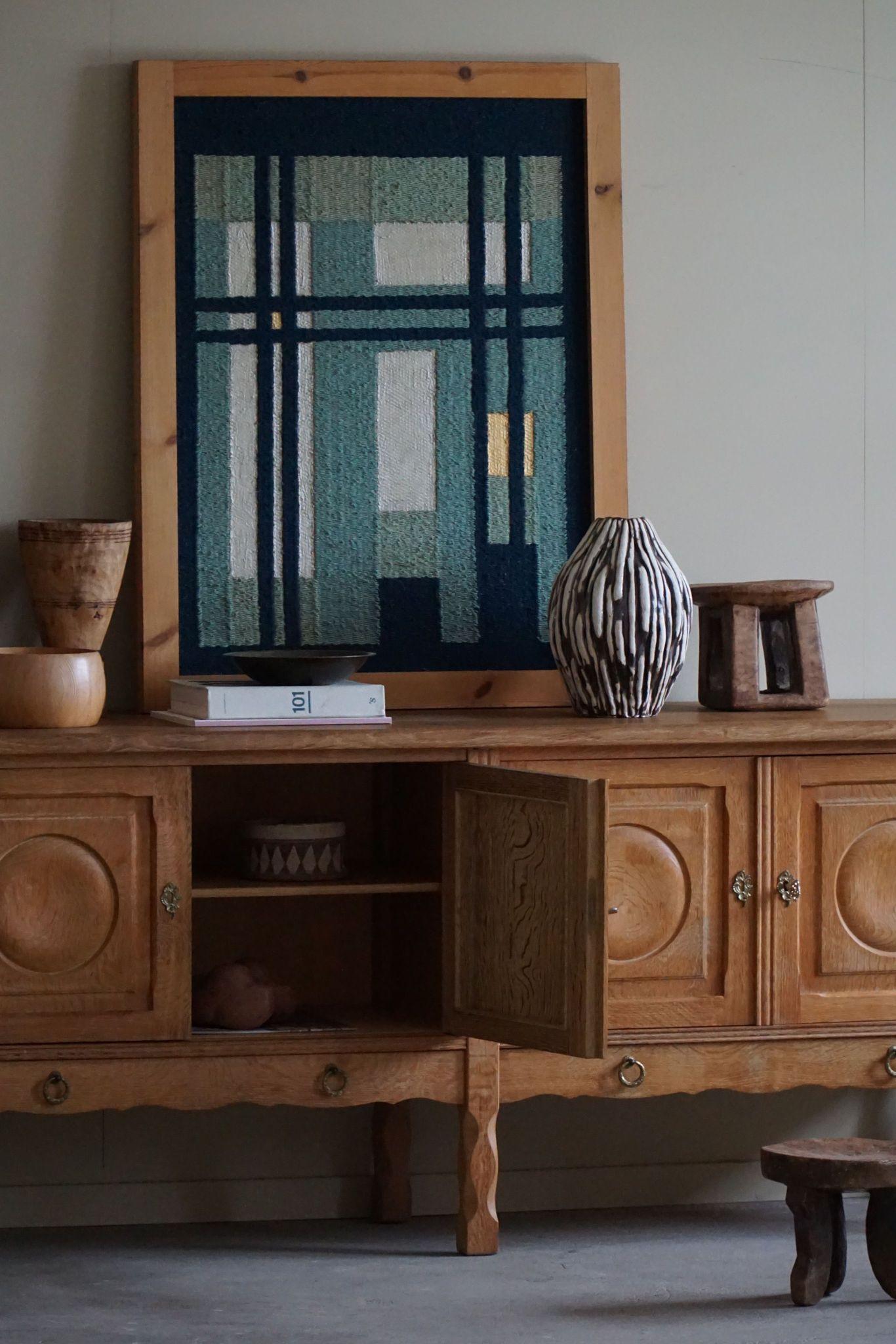 Brutalist Sideboard in Oak, Mid Century, Made by a Danish Cabinetmaker, 1960s In Good Condition In Odense, DK