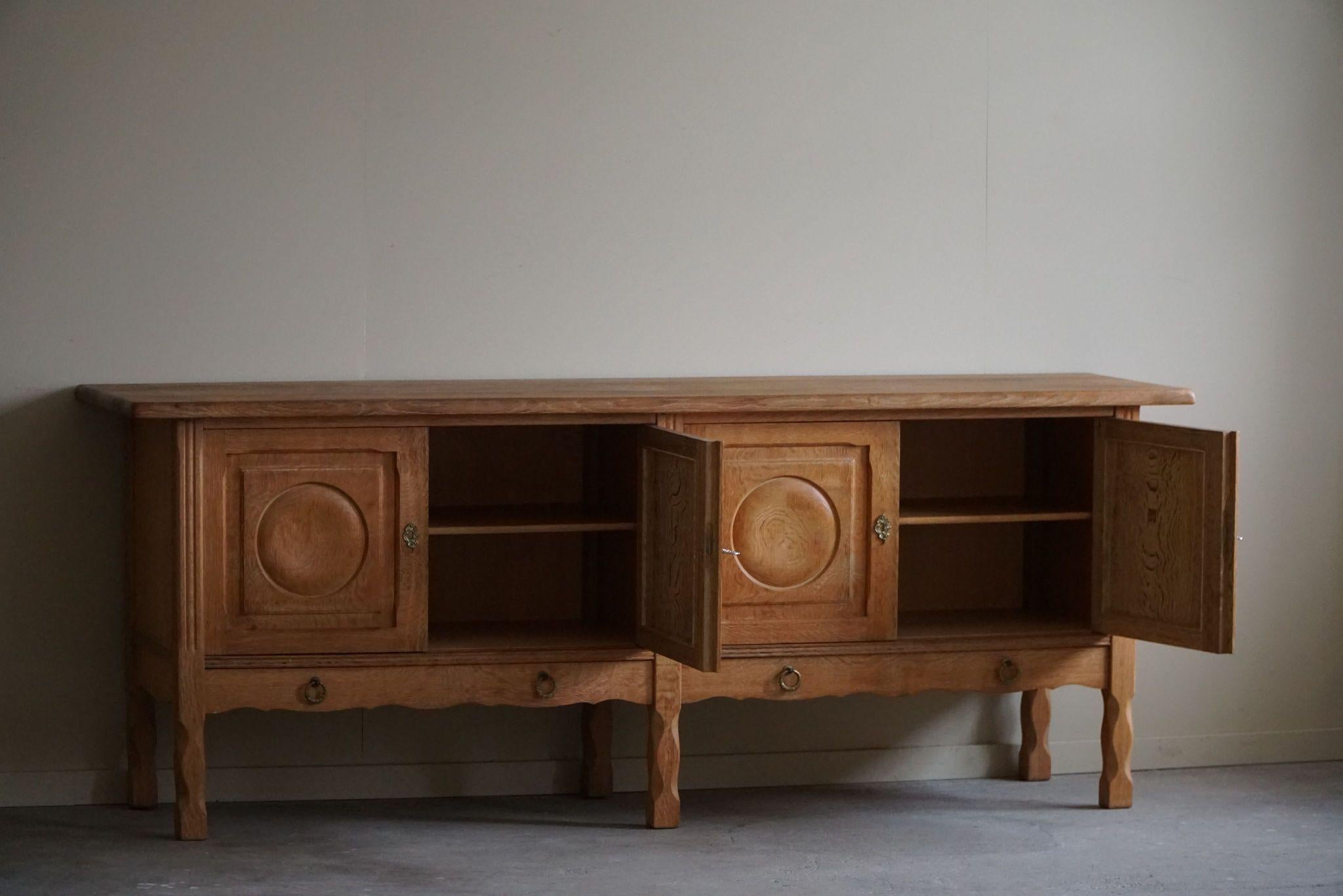 20th Century Brutalist Sideboard in Oak, Mid Century, Made by a Danish Cabinetmaker, 1960s