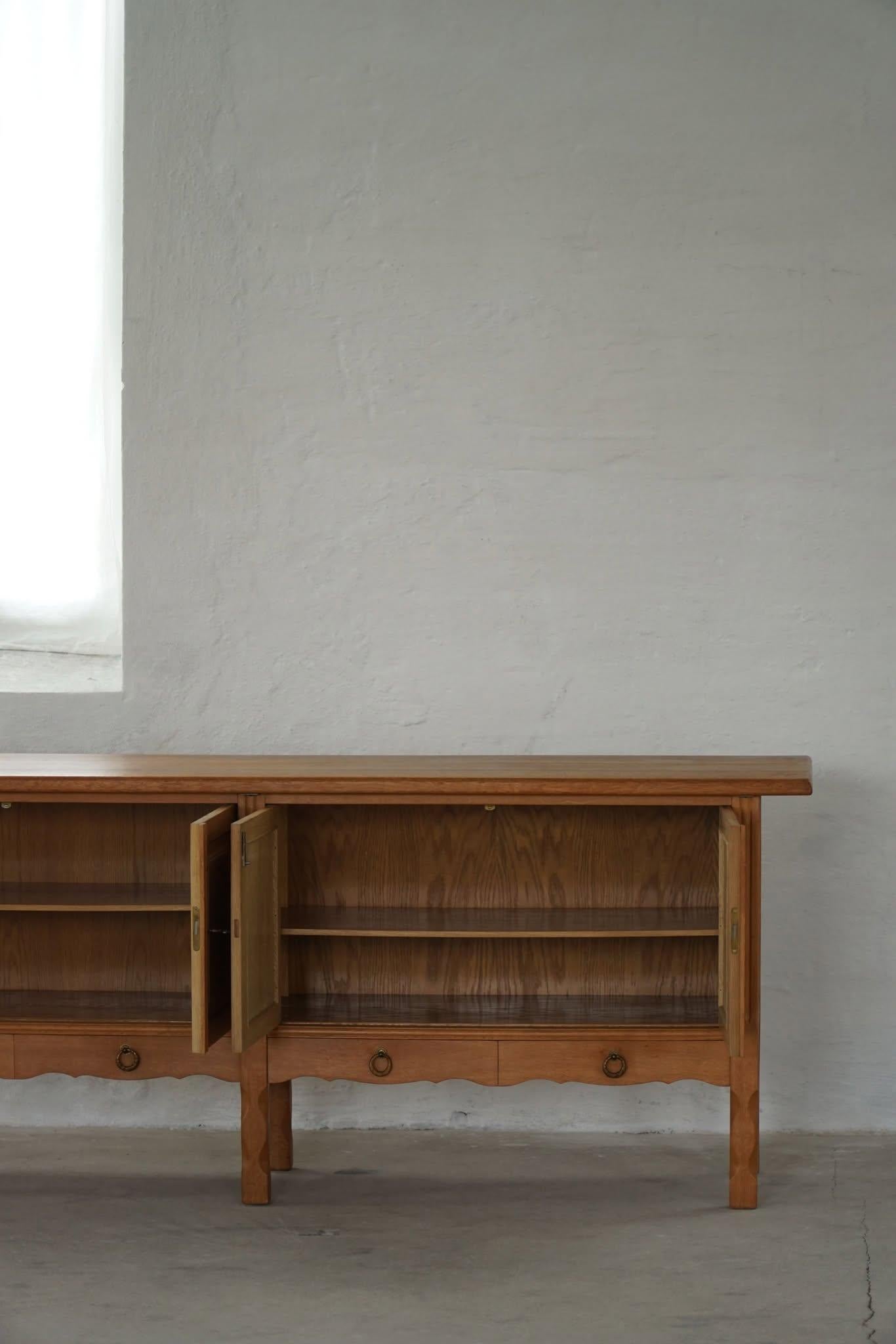 20th Century Brutalist Sideboard in Oak, Mid Century, Made by a Danish Cabinetmaker, 1960s For Sale