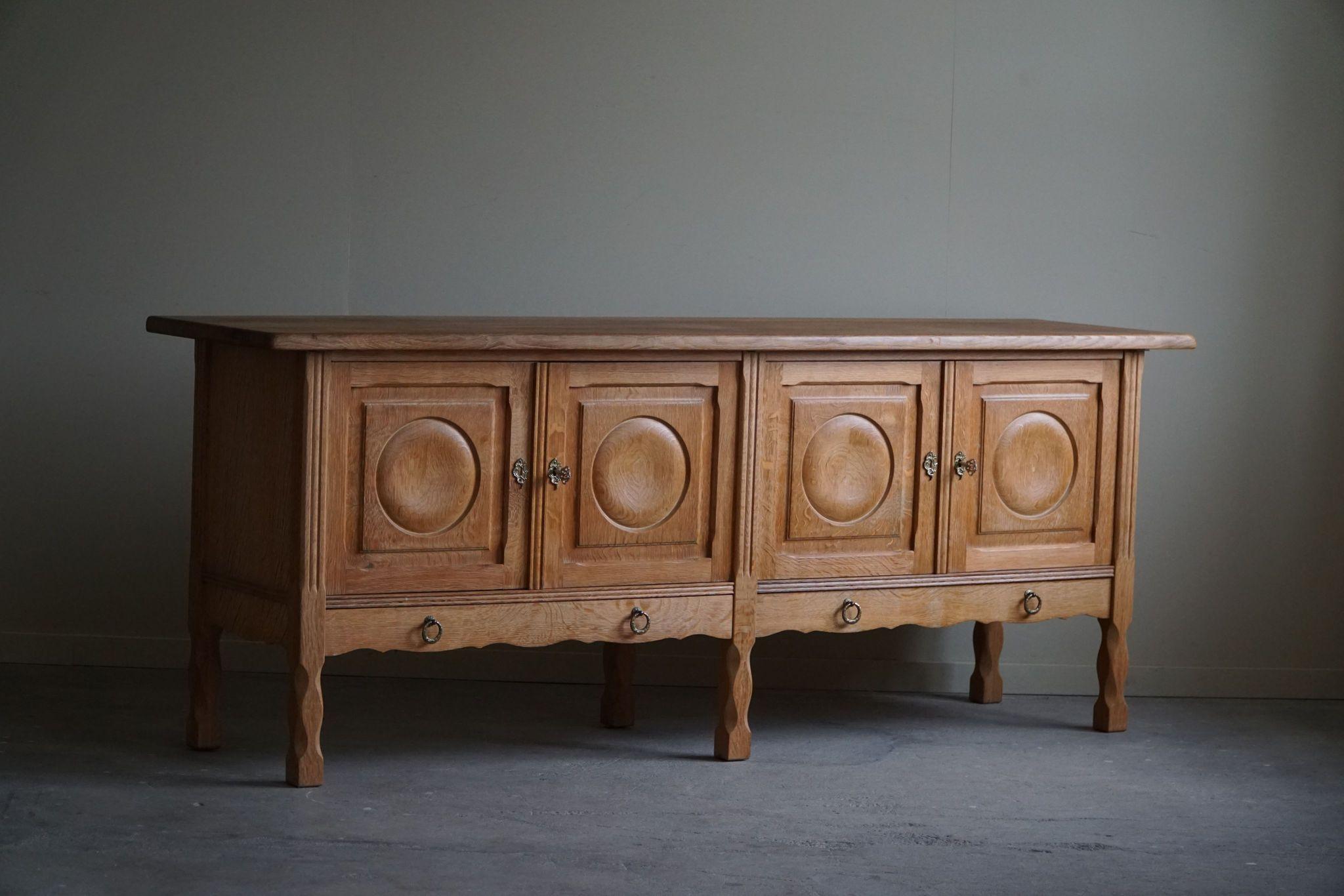 Brutalist Sideboard in Oak, Mid Century, Made by a Danish Cabinetmaker, 1960s 1