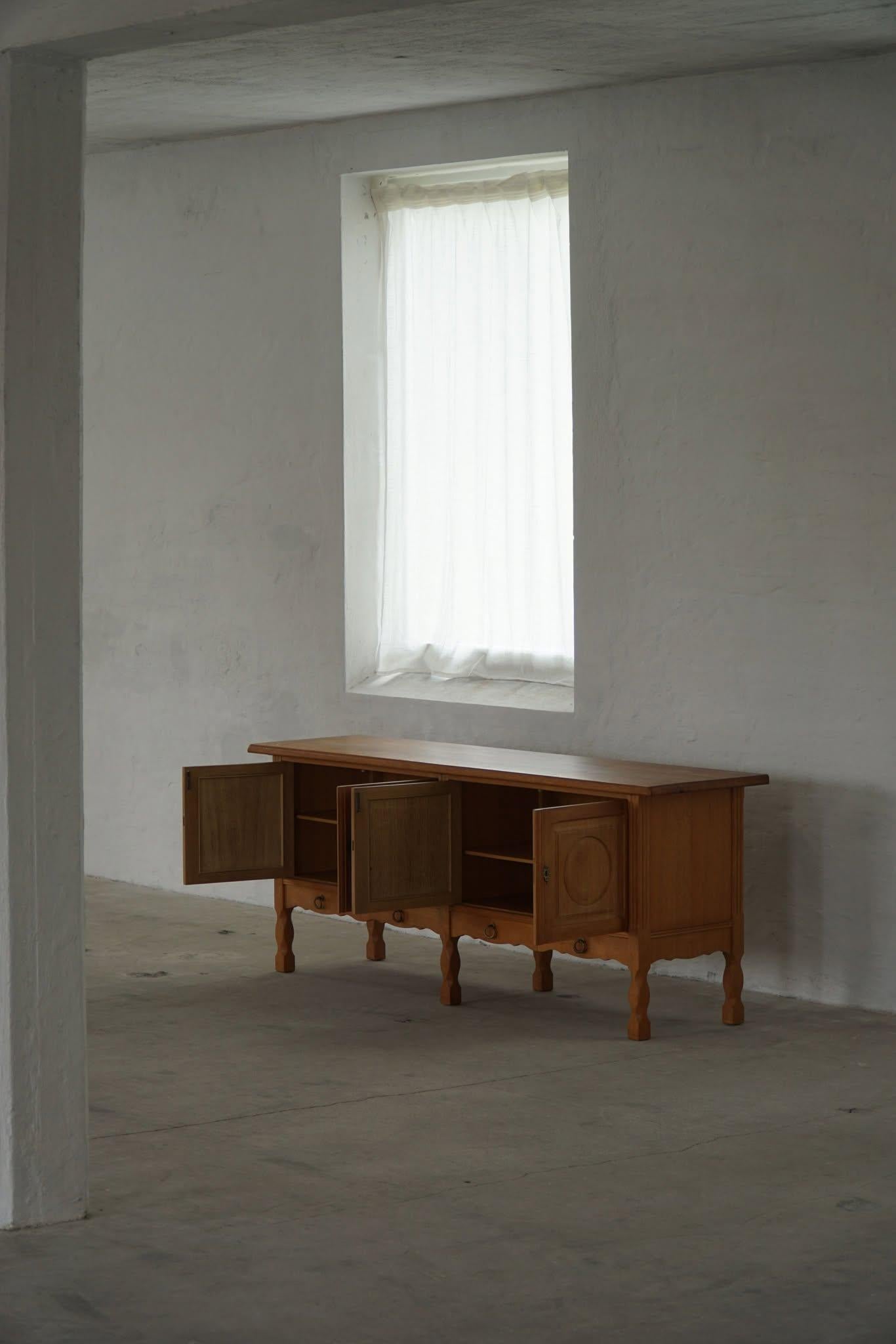 Brutalist Sideboard in Oak, Mid Century, Made by a Danish Cabinetmaker, 1960s For Sale 1
