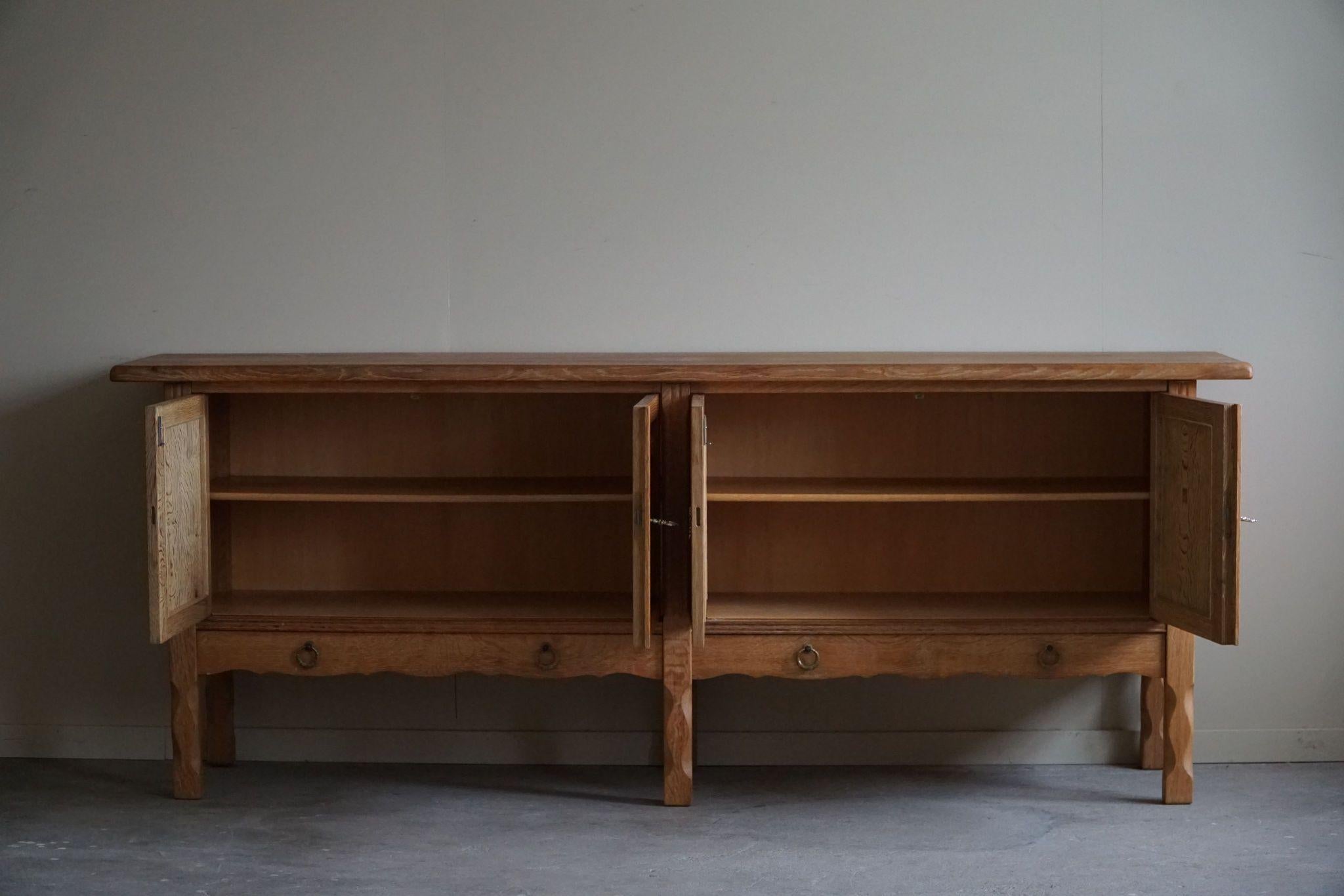 Brutalist Sideboard in Oak, Mid Century, Made by a Danish Cabinetmaker, 1960s 2