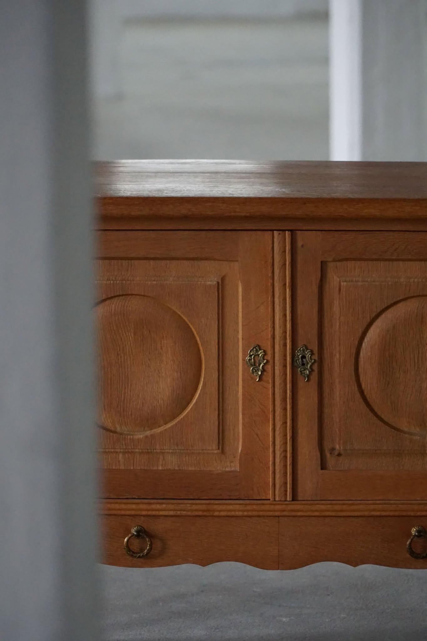 Brutalist Sideboard in Oak, Mid Century, Made by a Danish Cabinetmaker, 1960s For Sale 2