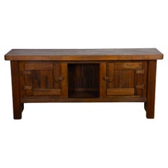 Brutalist sideboard in solid elm, 1970s