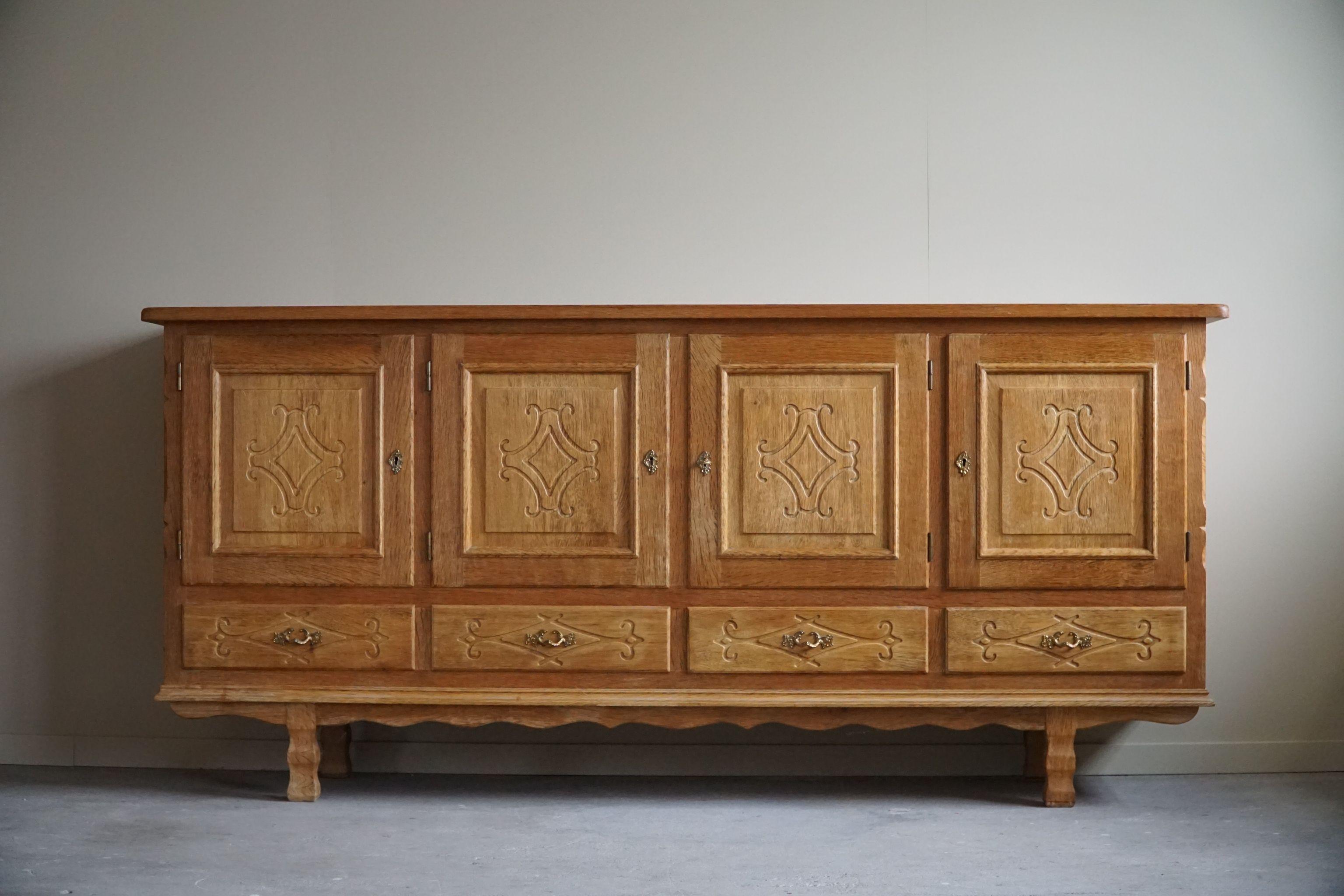 Brutalist Sideboard in Solid Oak, by a Danish Cabinetmaker, Mid Century, 1960s 9