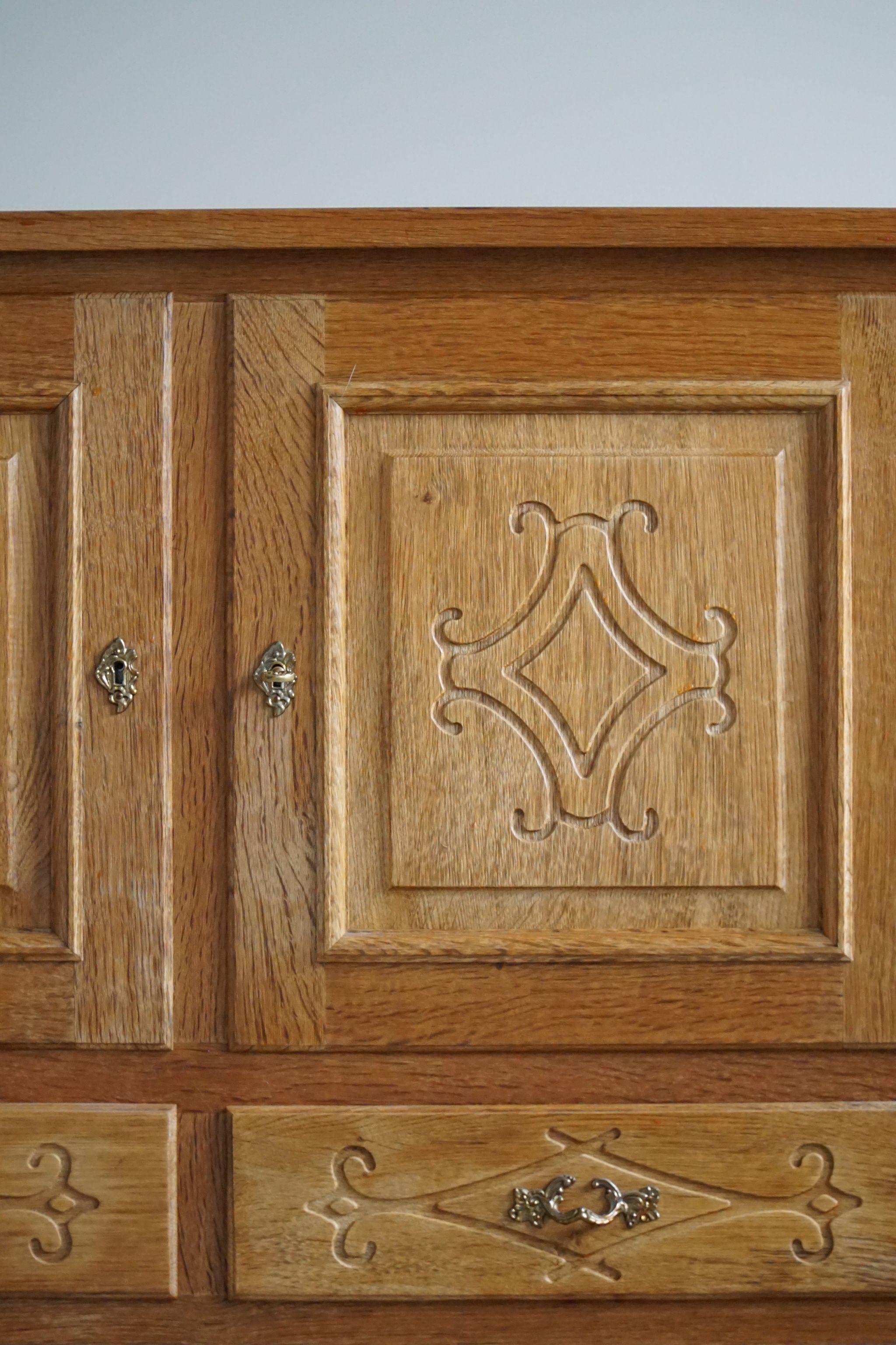 Brutalist Sideboard in Solid Oak, by a Danish Cabinetmaker, Mid Century, 1960s 3