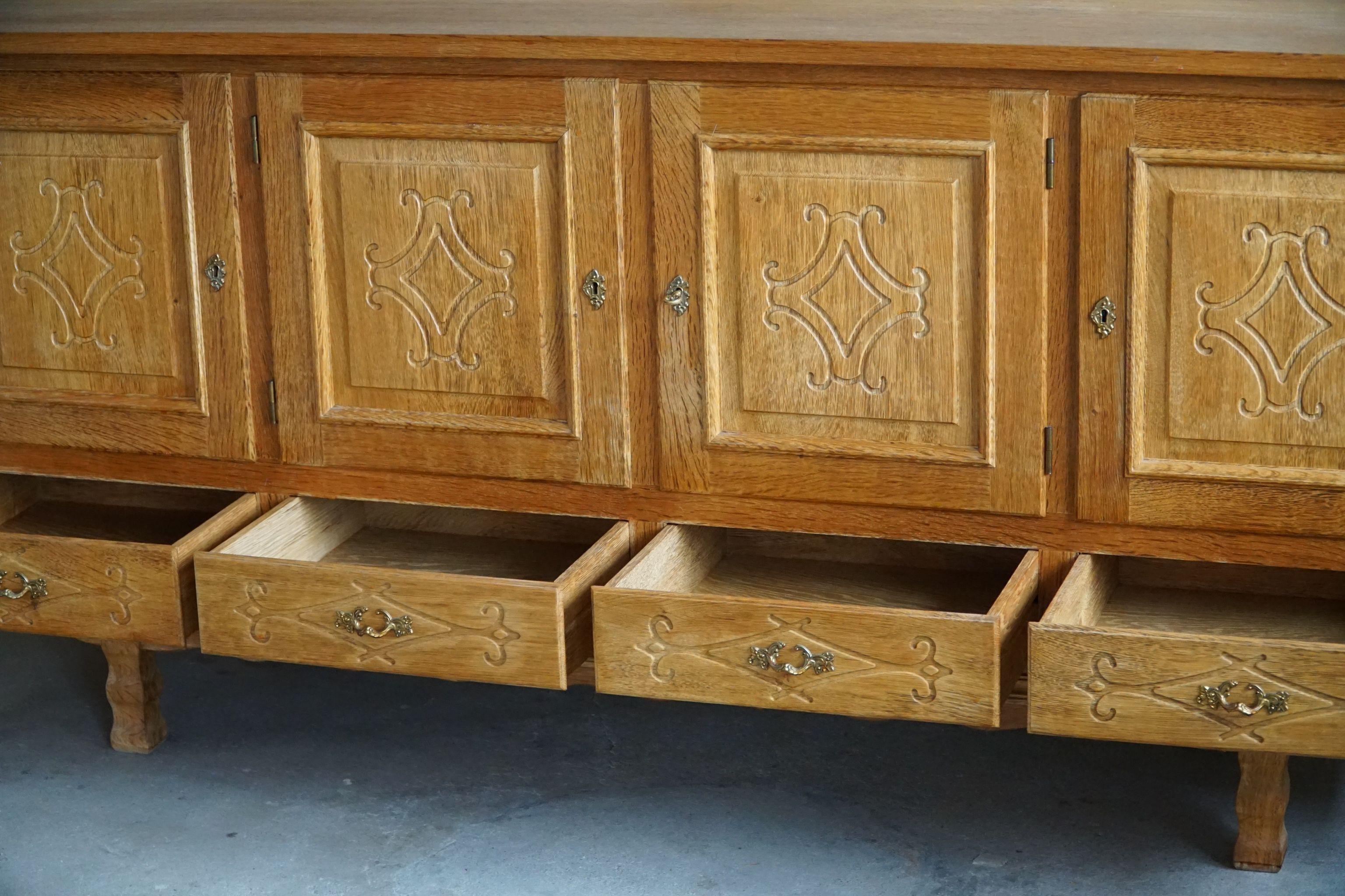 Brutalist Sideboard in Solid Oak, by a Danish Cabinetmaker, Mid Century, 1960s 4