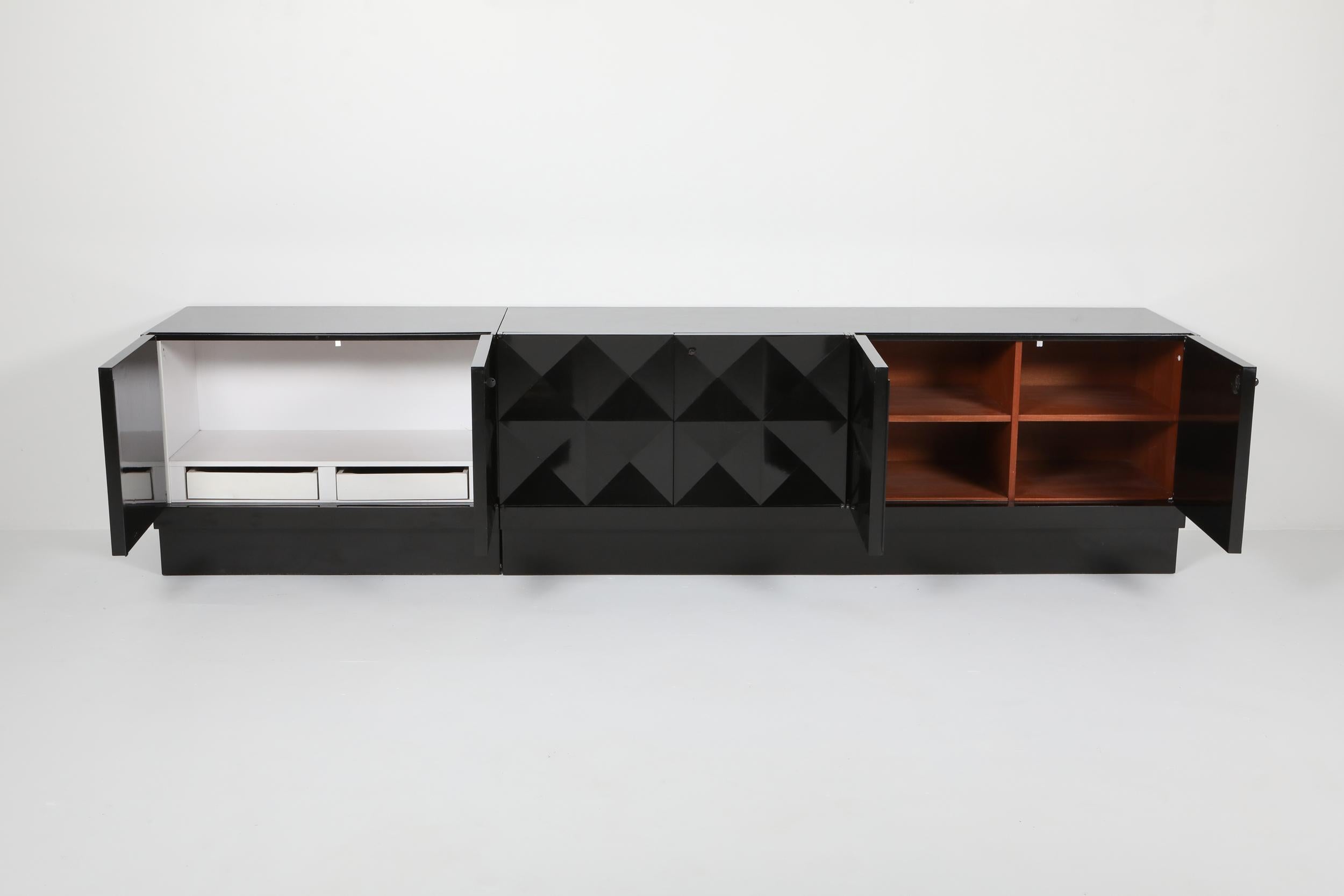 Brutalist Sideboard in Stained Oak with Graphic Door Panels 8