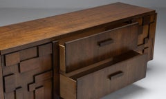 Brutalist Sideboard, Manufactured by Lane / Virginia USA, circa 1980