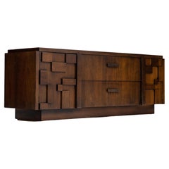 Brutalist Sideboard, Manufactured by Lane / Virginia USA, circa 1980