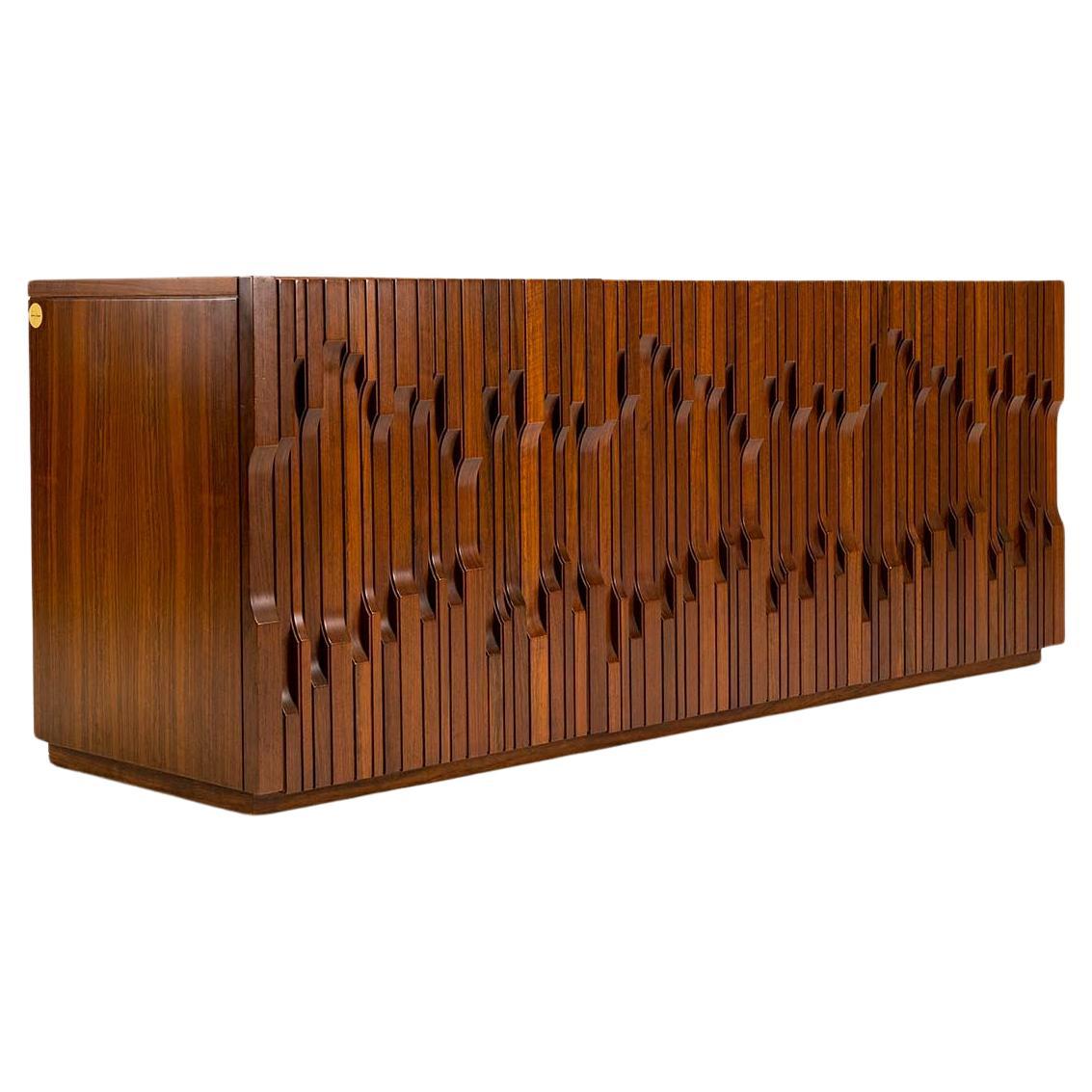 Brutalist Sideboard Model "Norman" in African Walnut by Luciano Frigerio, 1950s