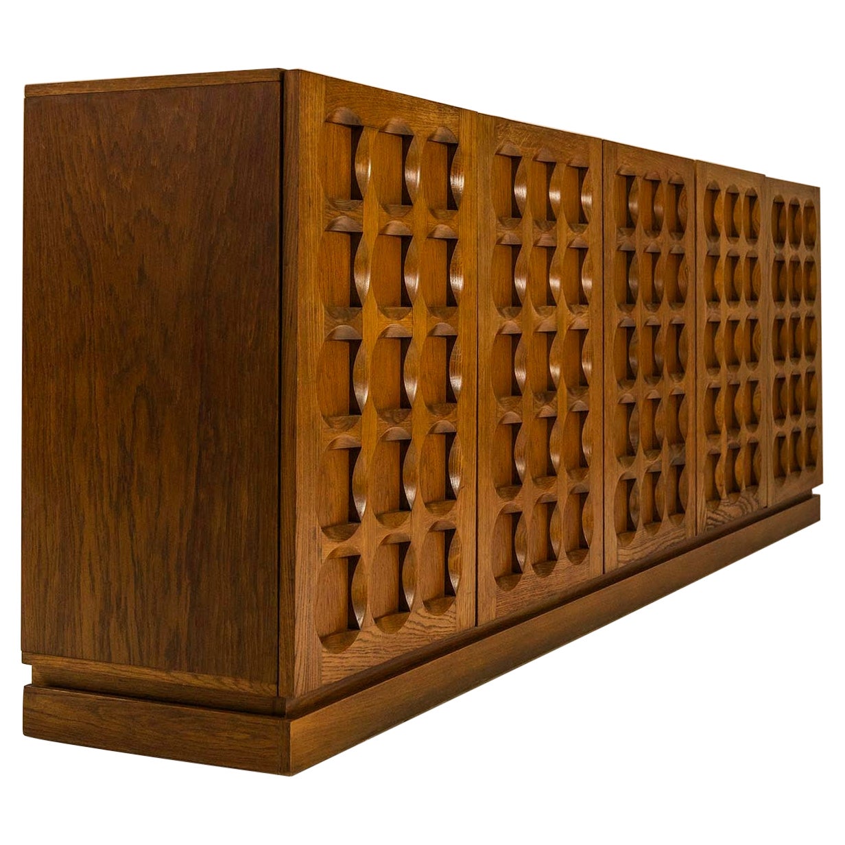 Brutalist Sideboard, Model 'Sorente', in Dark Oak by Defour, Belgium, 1970s