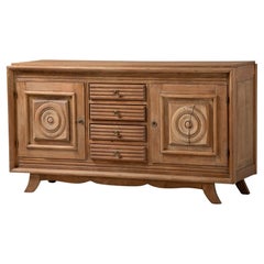 Brutalist Sideboard Oak, France, 1950s