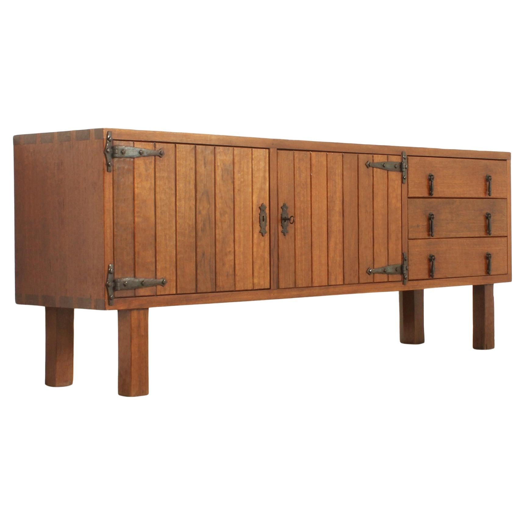 Brutalistisches Sideboard mit Dekor â la Gouge im Stil von Jean Touret, Frankreich