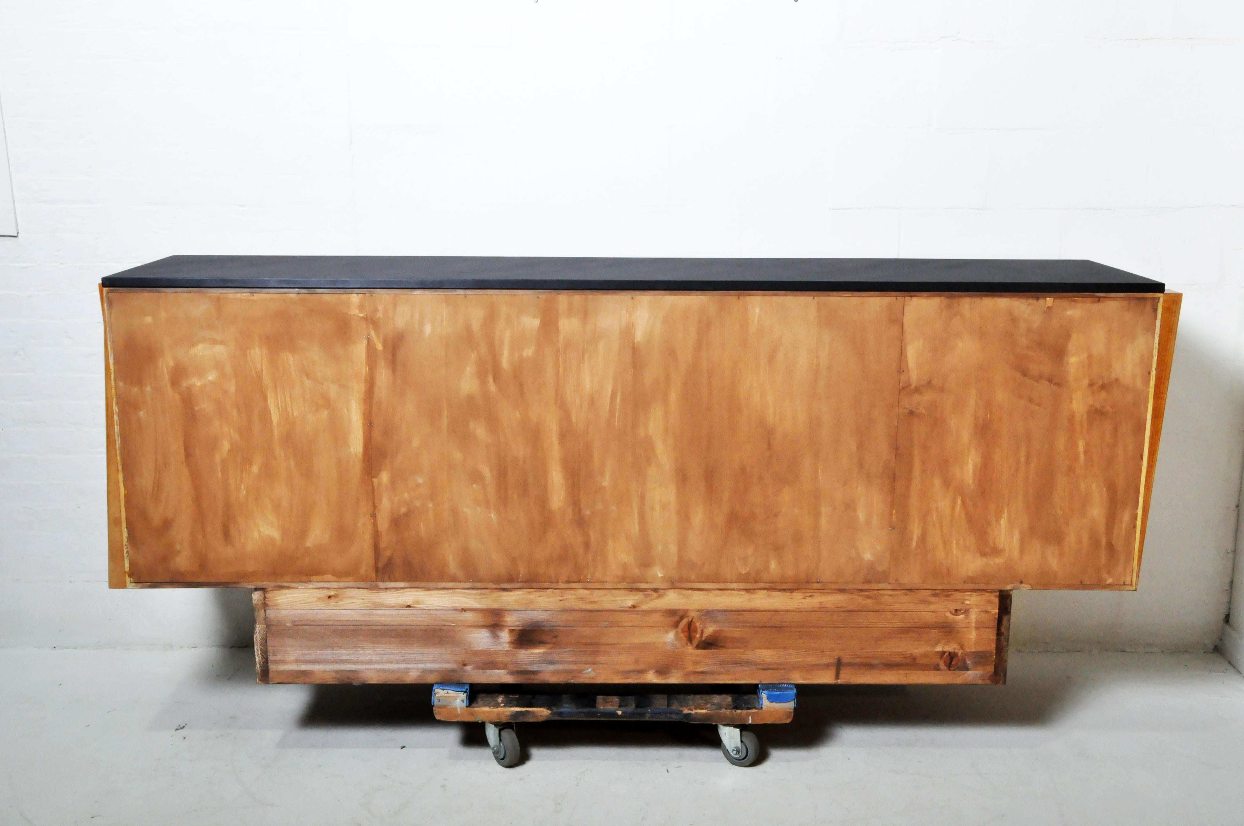 Lacquered Brutalist Sideboard with Four Doors For Sale