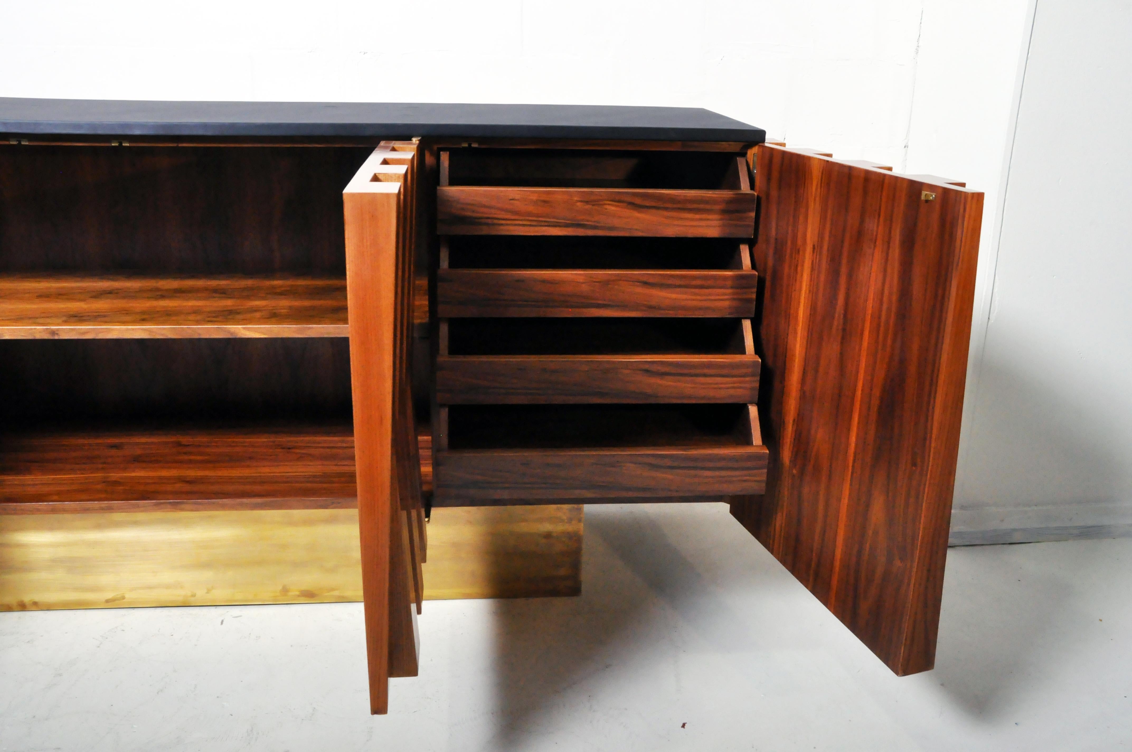Brass Brutalist Sideboard with Four Doors For Sale